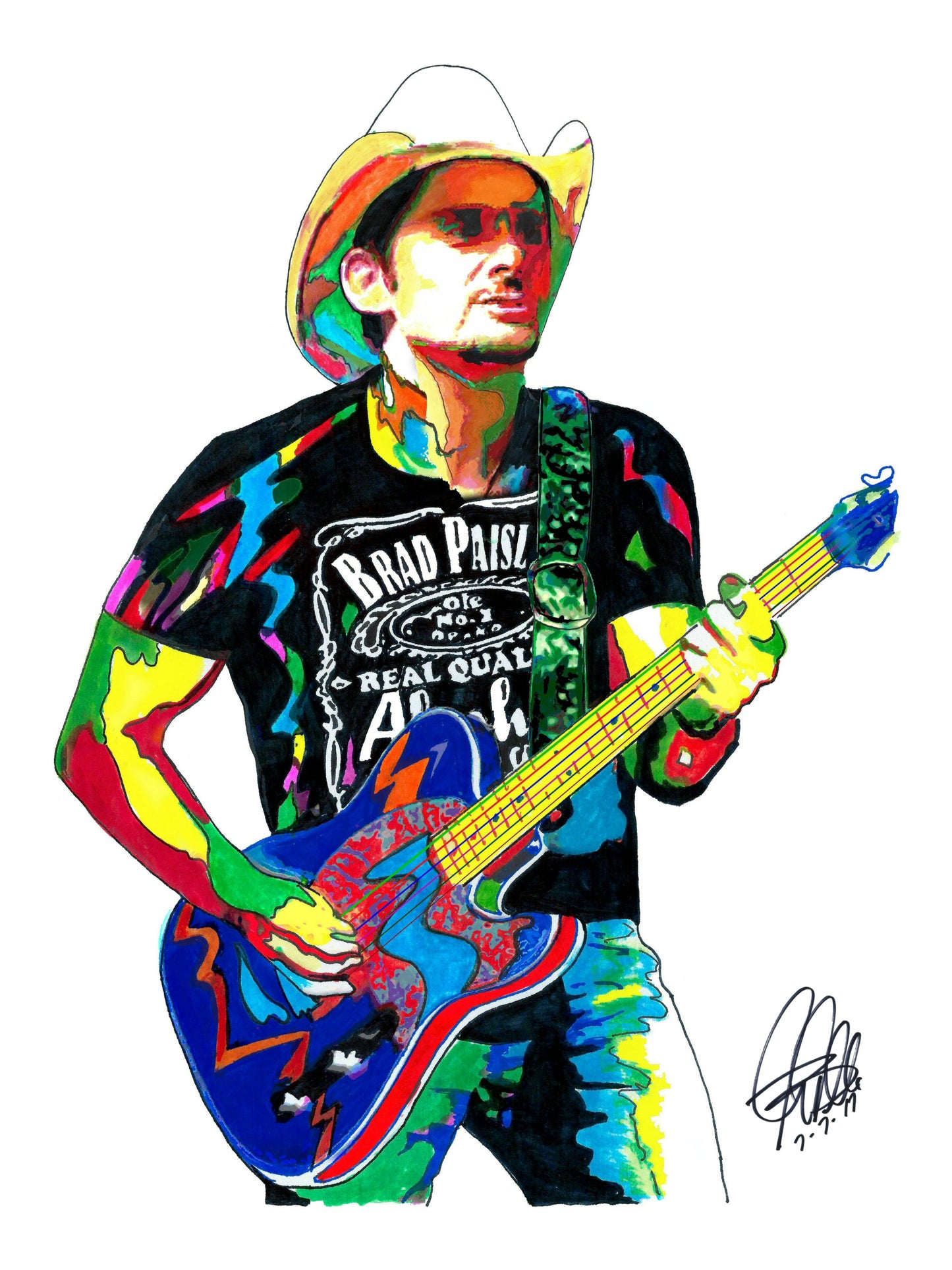 Brad Paisley Singer Guitar Music Poster Print Wall Art 8.5x11