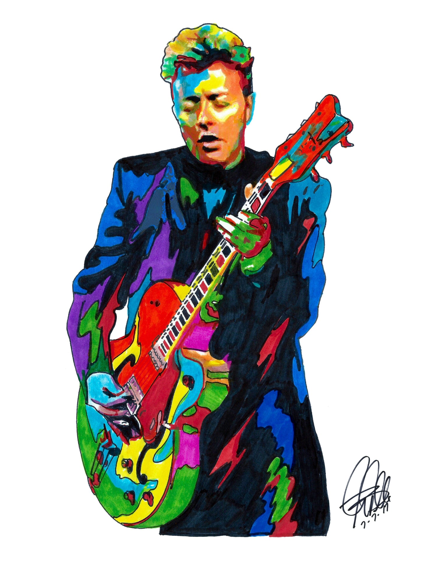Brian Setzer Stray Cats Guitar Rock Music Poster Print Wall Art 18x24