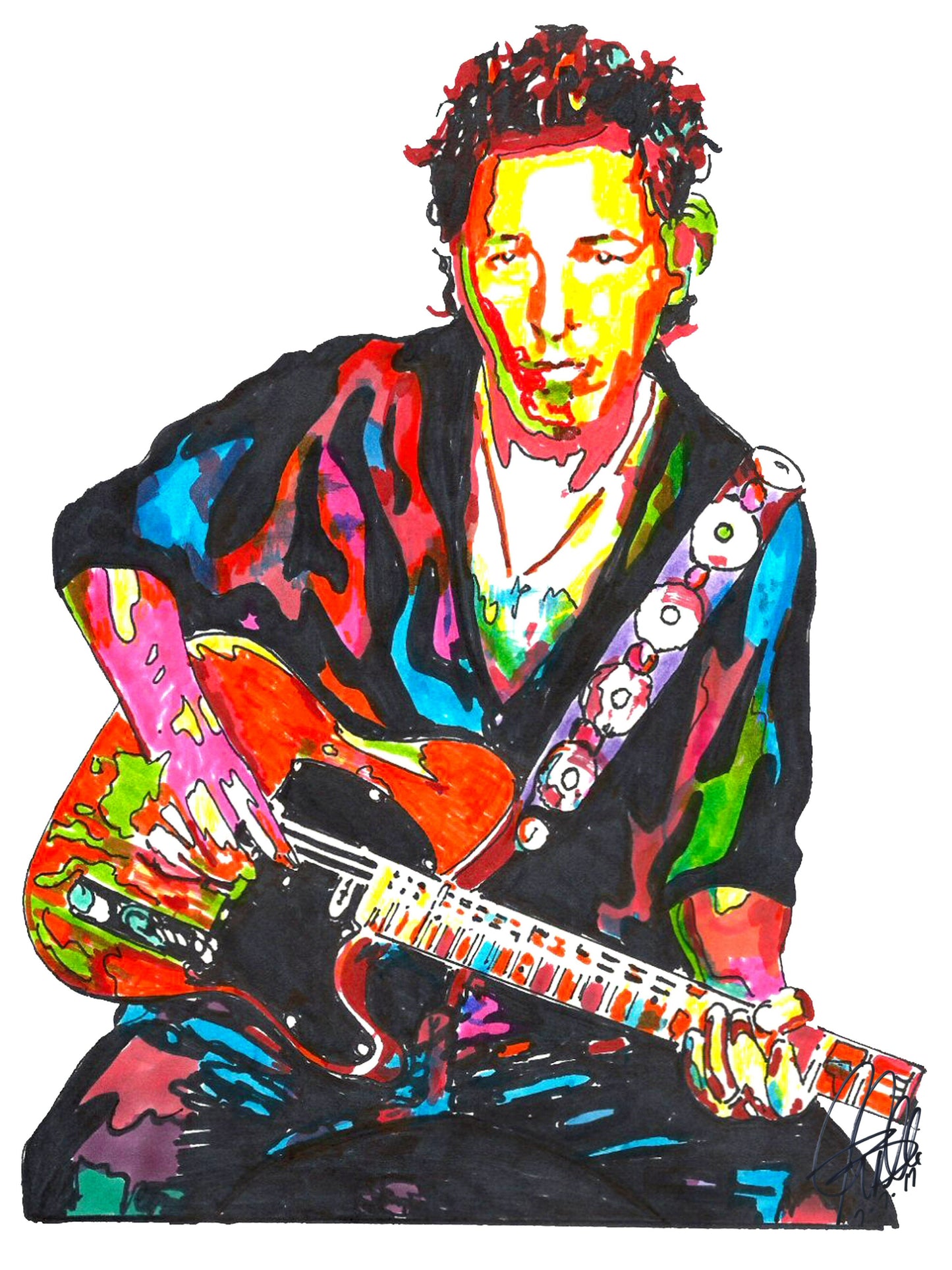 Bruce Springsteen Guitar Rock Music Print Poster Wall Art 18x24