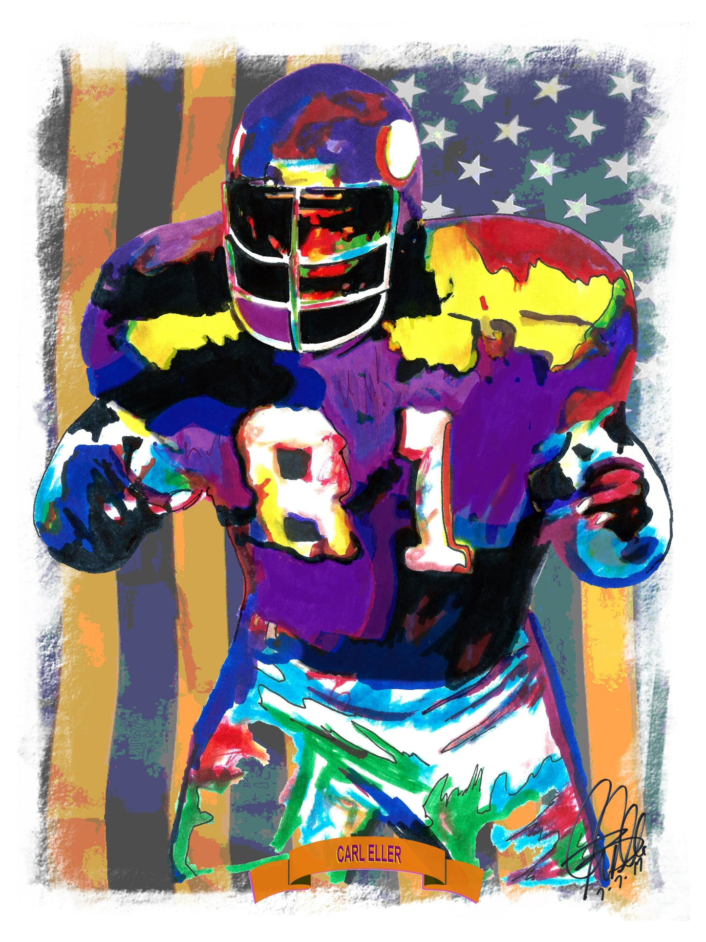 Carl Eller Minnesota Vikings Football Print Poster Wall Art 18x24