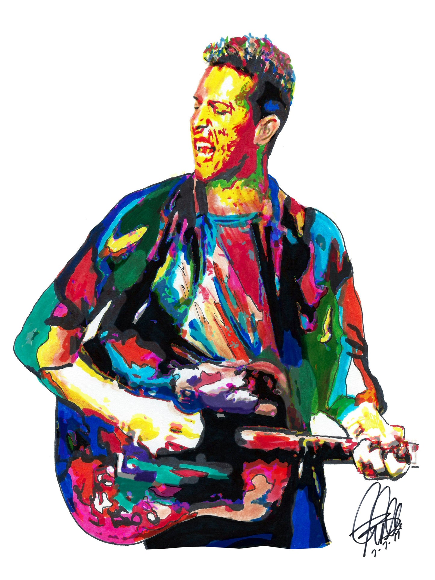 Chris Martin Coldplay Singer Guitar Rock Music Poster Print Wall 8.5x11
