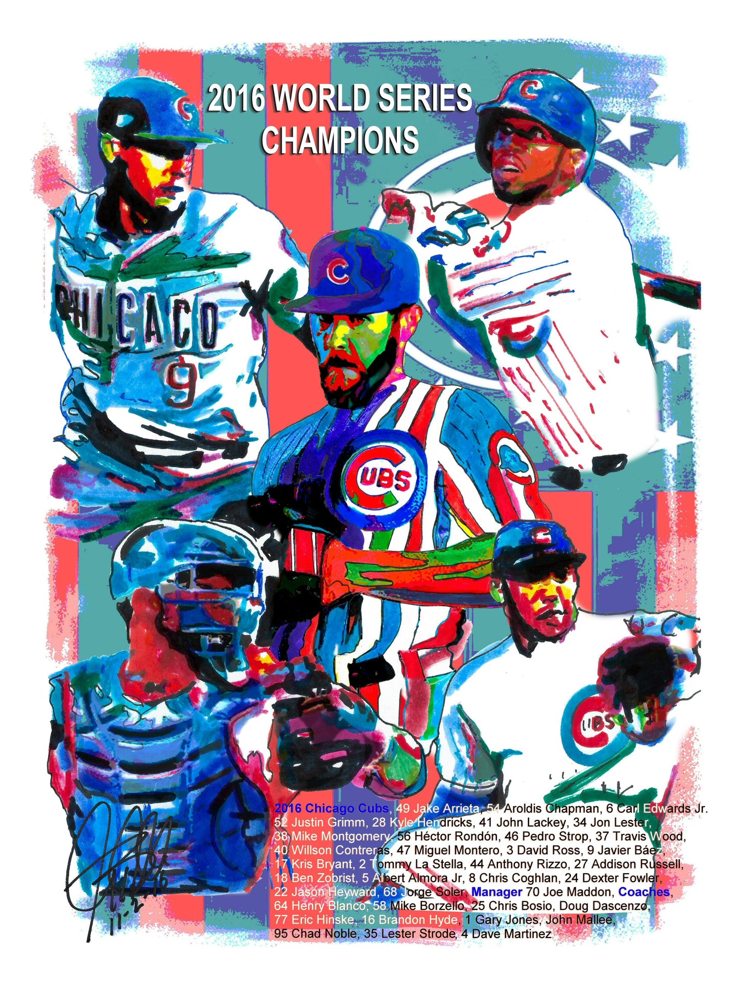 Chicago Cubs 2016 World Series Champions Baseball Poster Print Wall Art 18x24