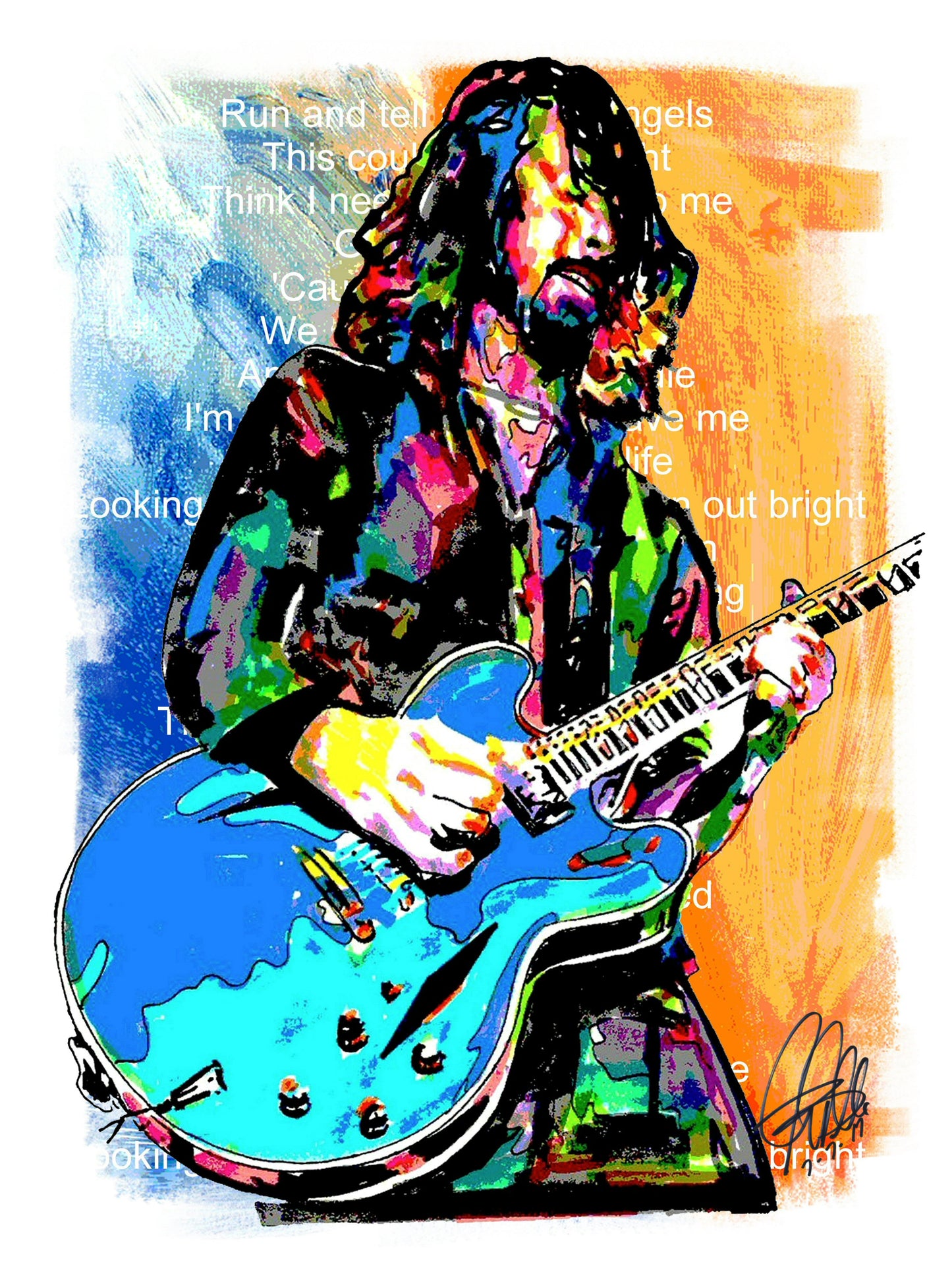 Dave Grohl Foo Fighters Guitar Hard Rock Music Poster Print Wall Art 18x24