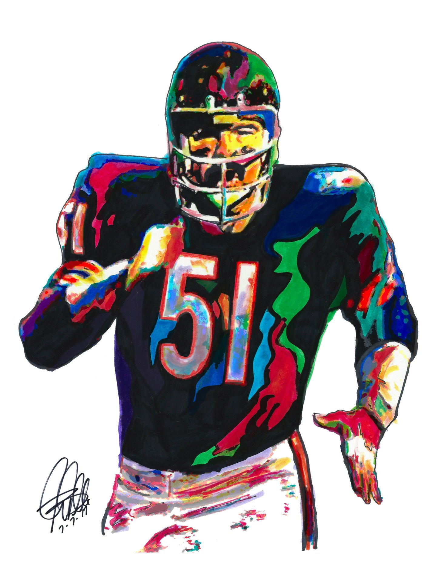 Dick Butkus Chicago Bears Football Sports Poster Print Wall Art 18x24