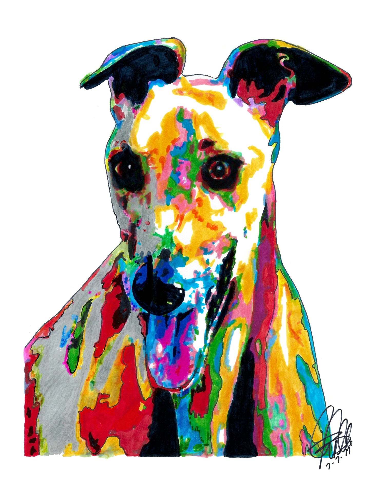 Greyhound Sighthound Race Dog Print Poster Wall Art 18x24