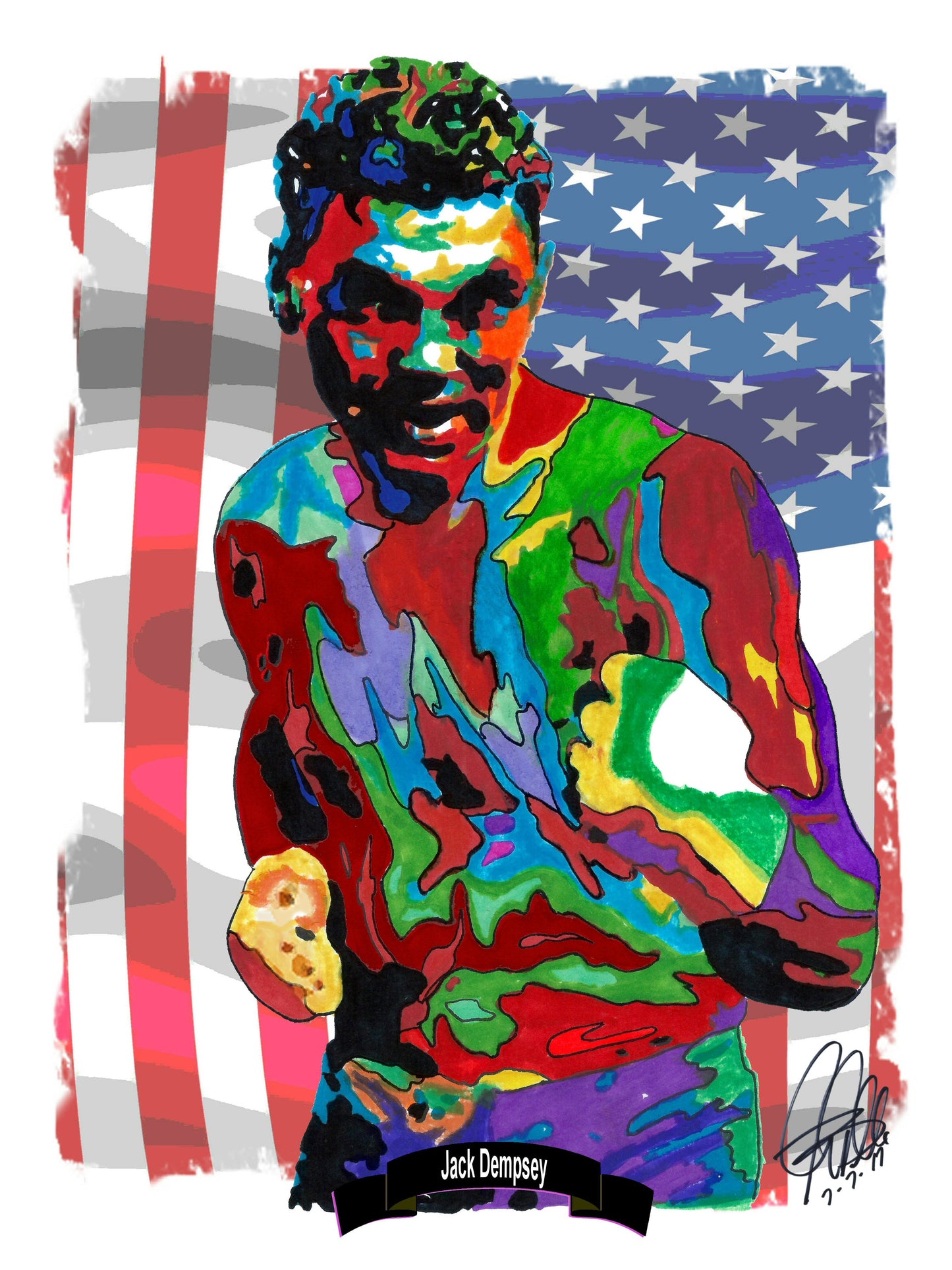 Jack Dempsey Boxing Heavyweight Sports Poster Print Wall Art 18x24