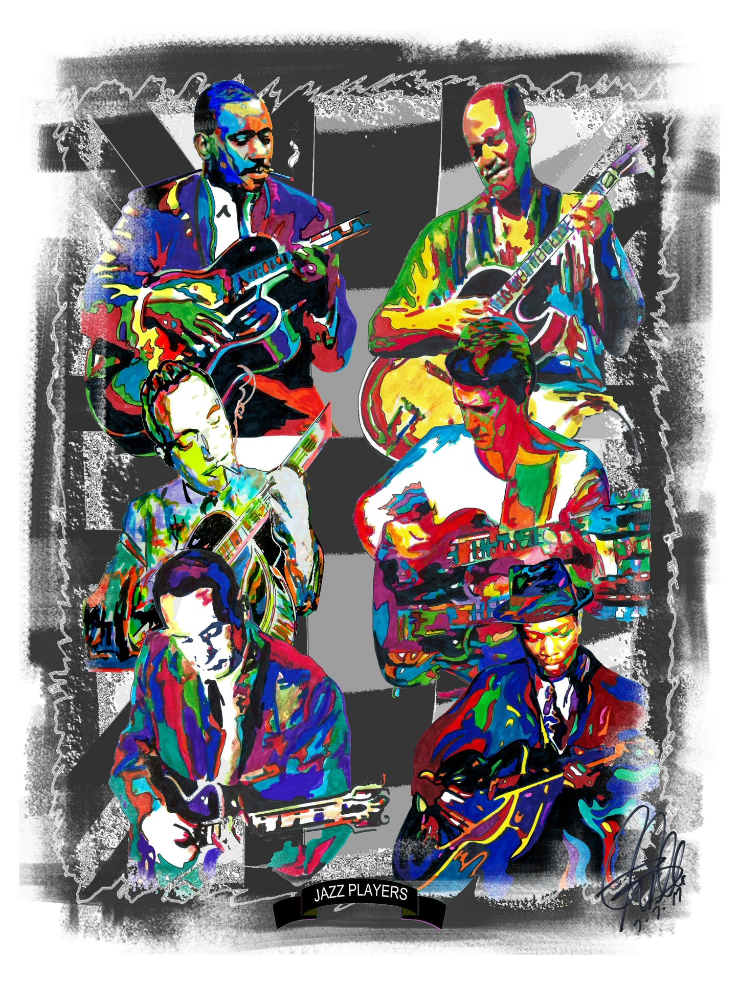 Jazz Guitar Players Music Poster Print Wall Art 18x24