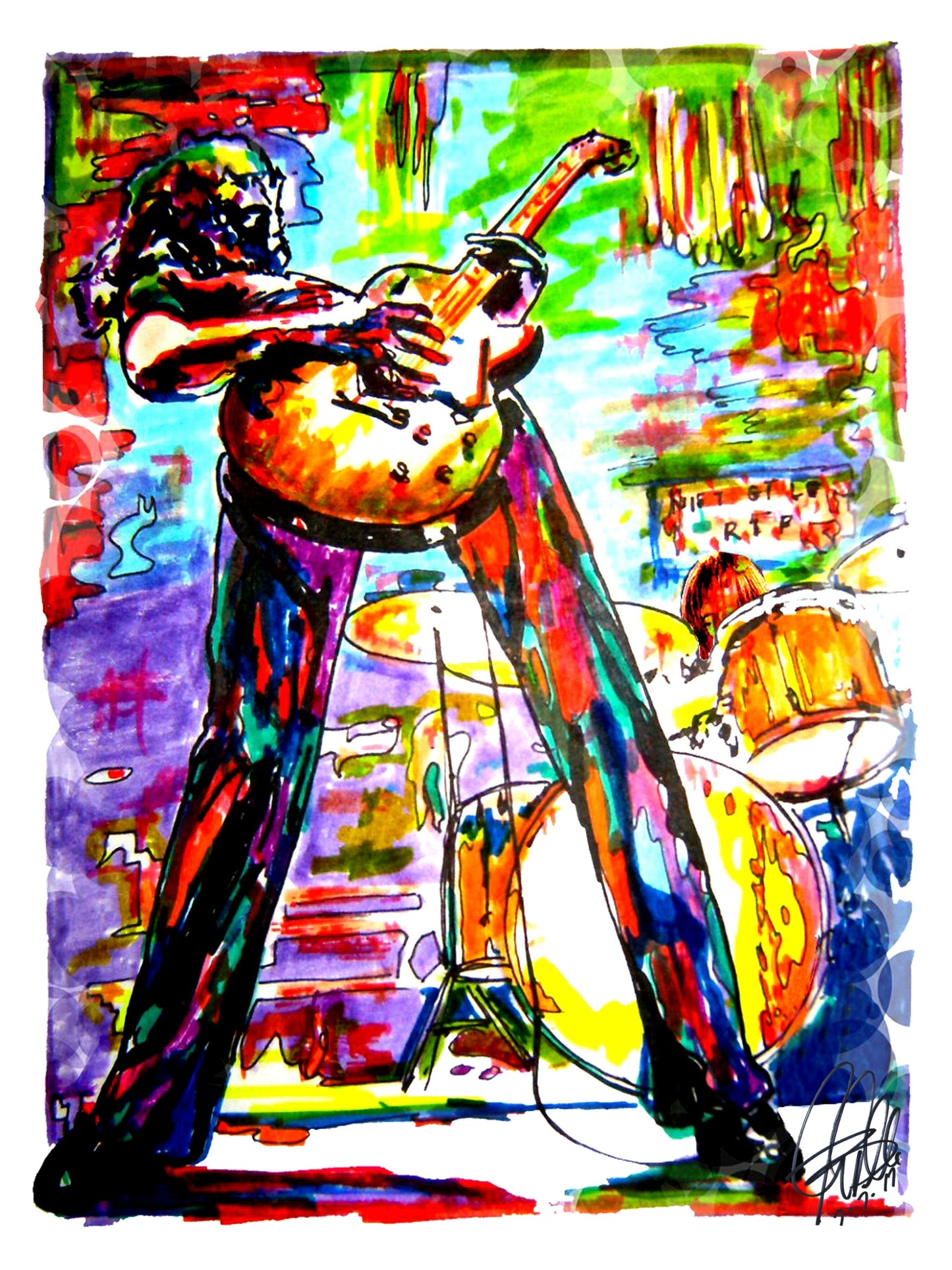 Jimmy Page Led Zeppelin Yardbirds Guitar Music Poster Print Wall Art 8.5x11