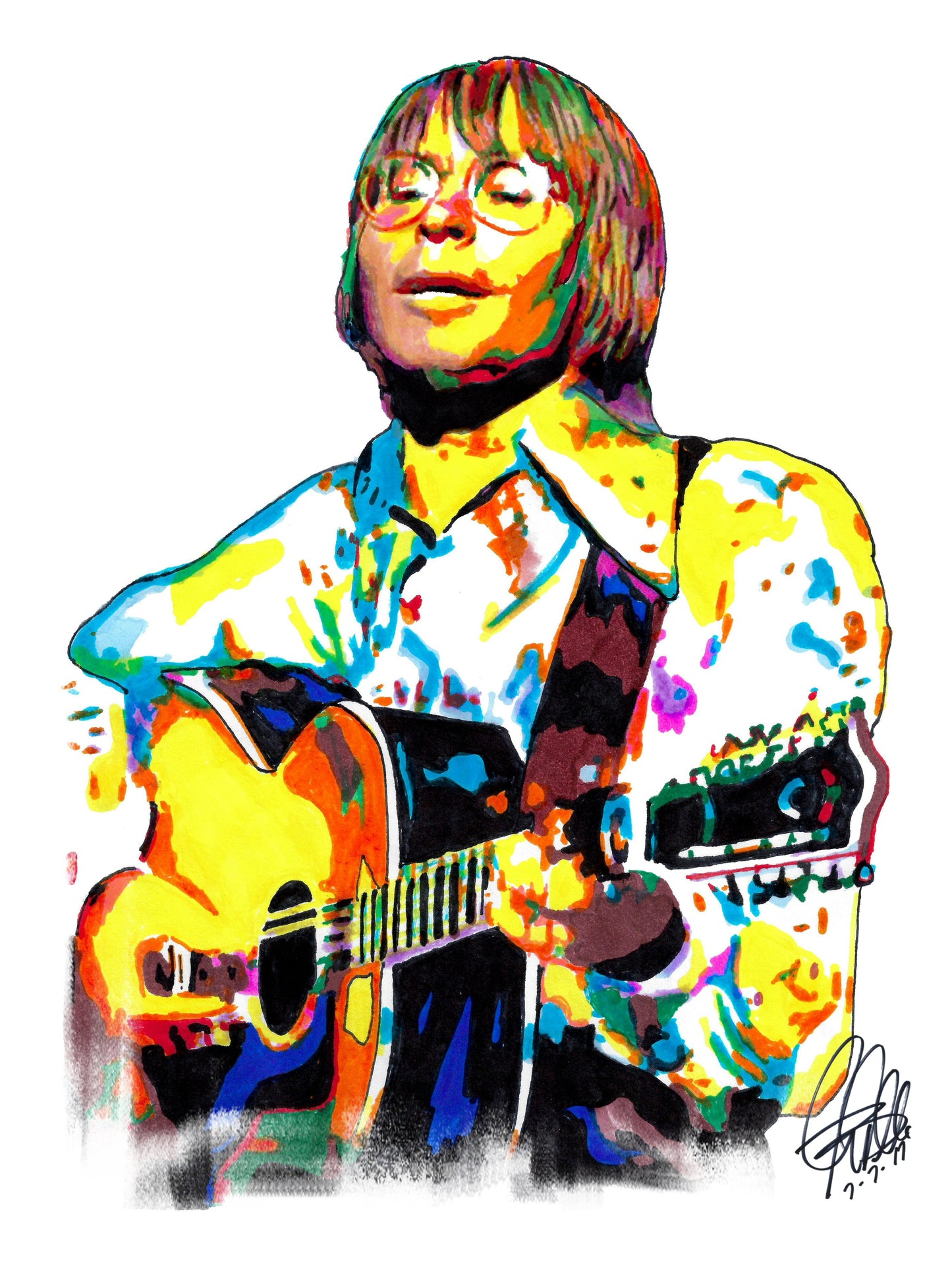 John Denver Singer Guitar Folk Rock Music Poster Print Wall Art 18x24