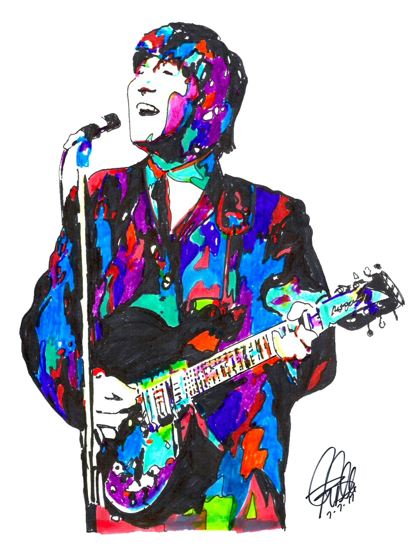 John Lennon The Beatles Singer Guitar Rock Music Poster Print Wall Art 18x24