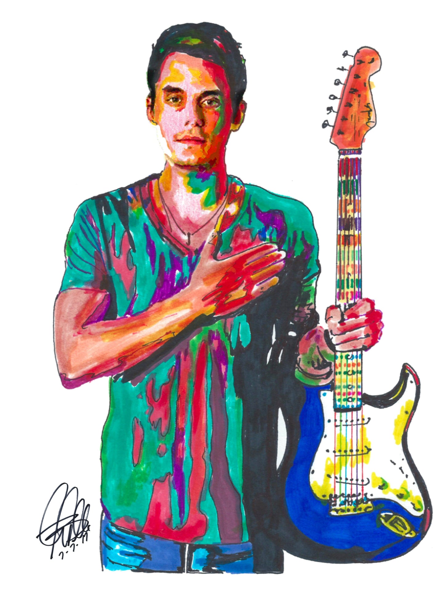 John Mayer Gultar Singer Blues Rock Music Poster Print Wall Art 18x24