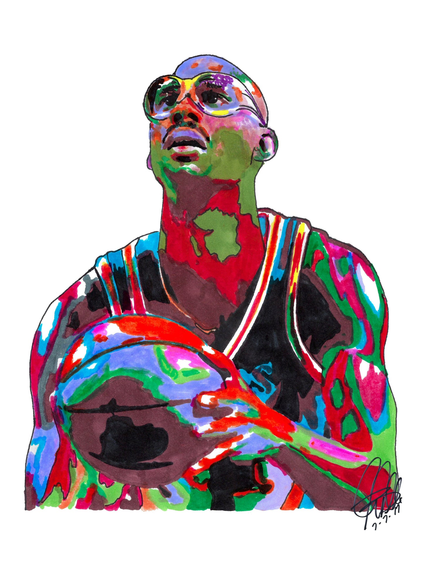 Kareem Abdul Jabbar Los Angeles Lakers Basketball Sports Print Wall Art 8.5x11