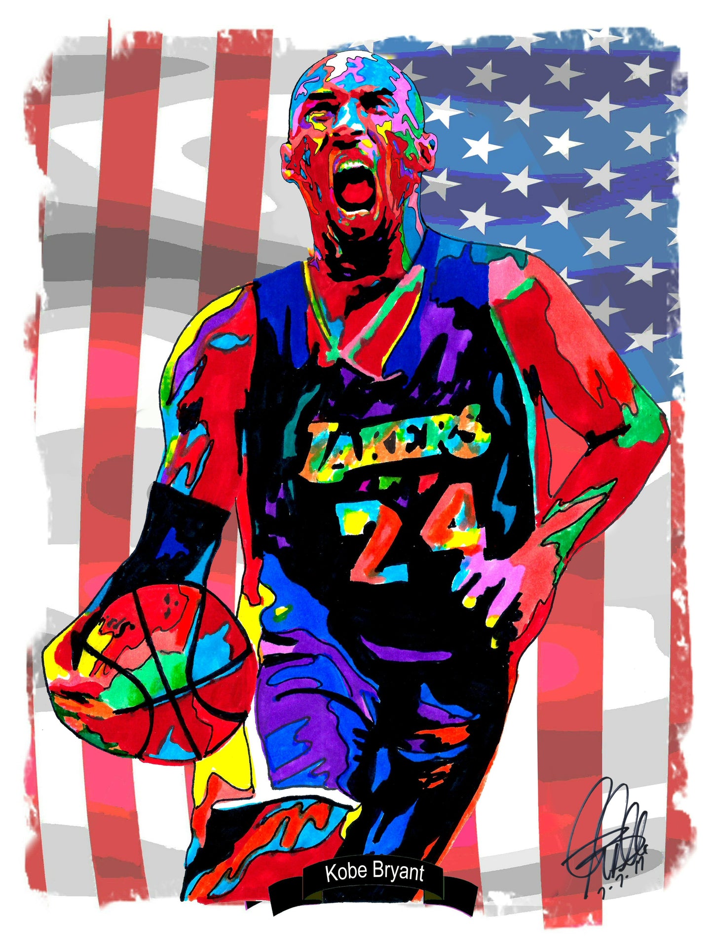 Kobe Bryant Los Angeles Lakers Basketball Poster Print Wall Art 8.5x11