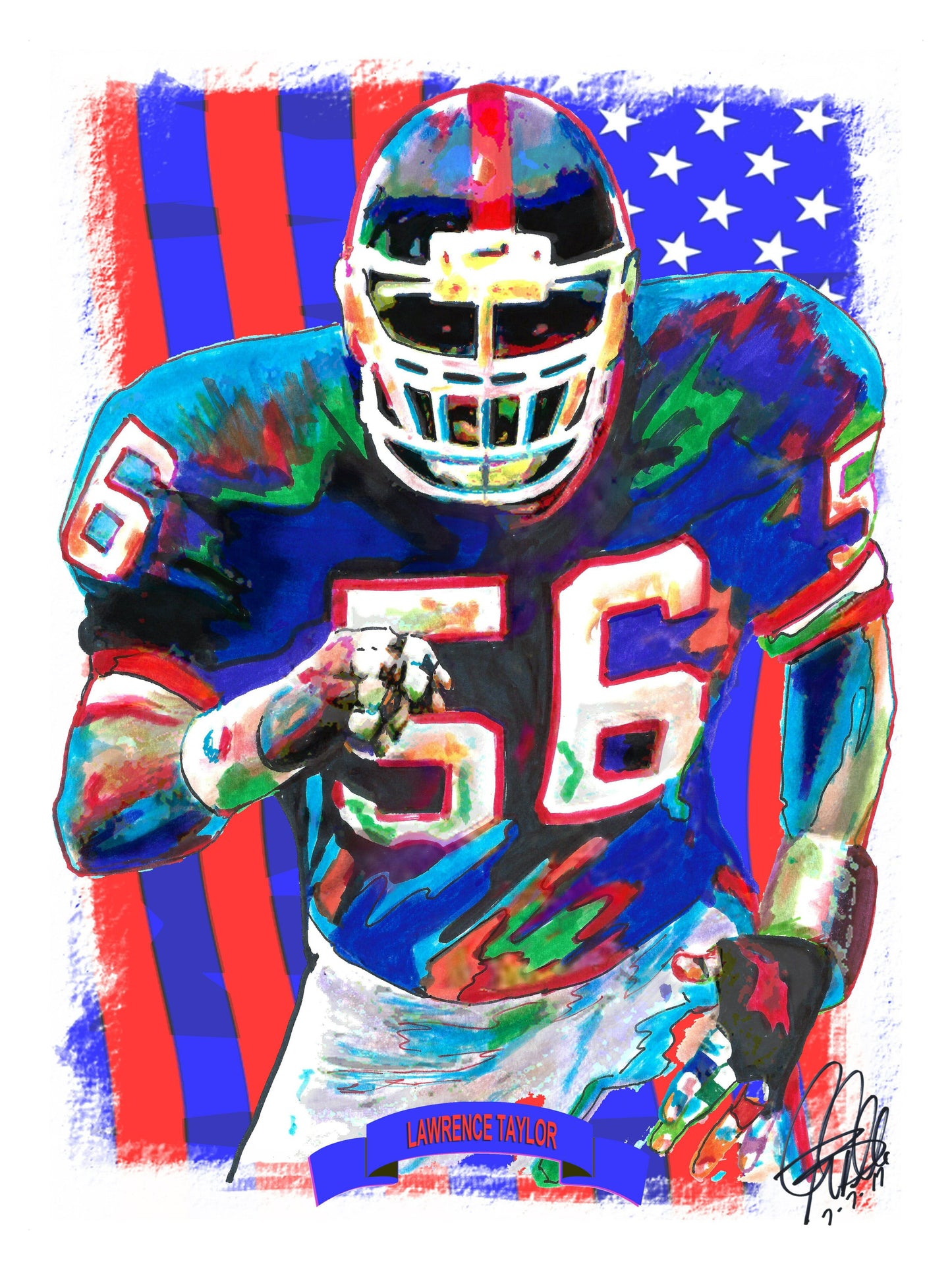 Lawrence Taylor New York Giants Football Sports Poster Print Wall Art 8.5x11