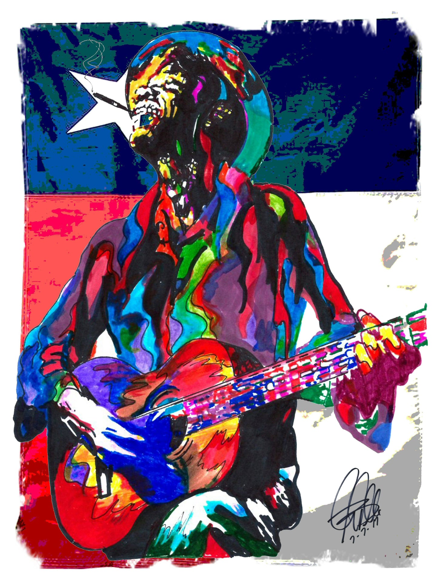 Lightnin Hopkins Guitar Texas Blues Music Poster Print Wall Art 18x24