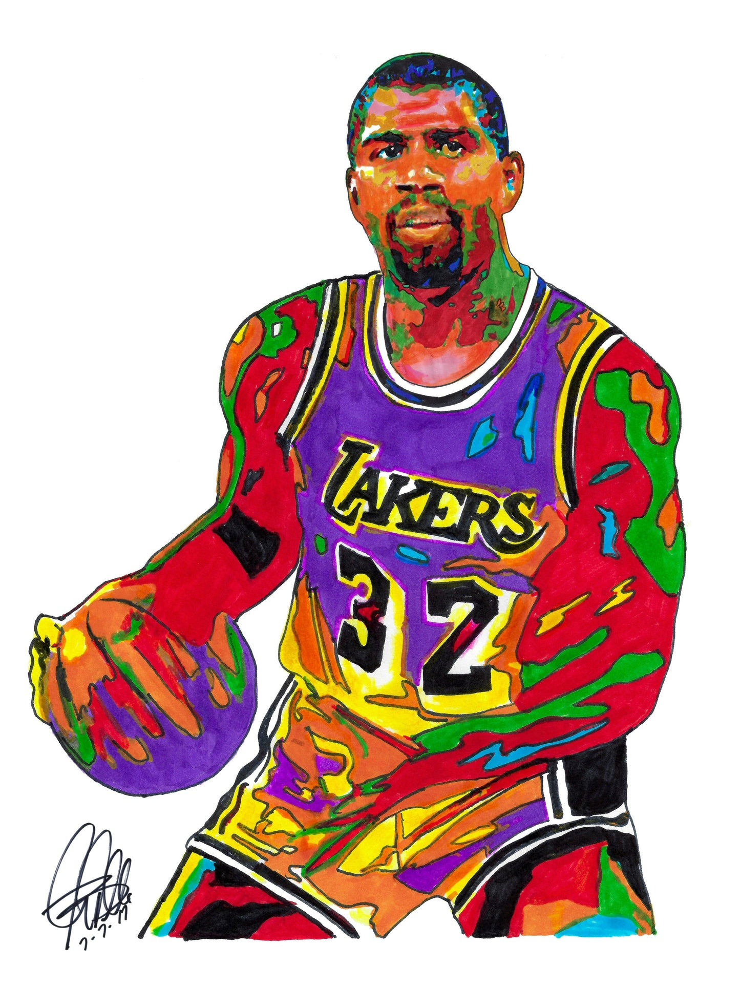 Magic Johnson Los Angeles Lakers Sports Basketball Poster Print Wall Art 8.5x11