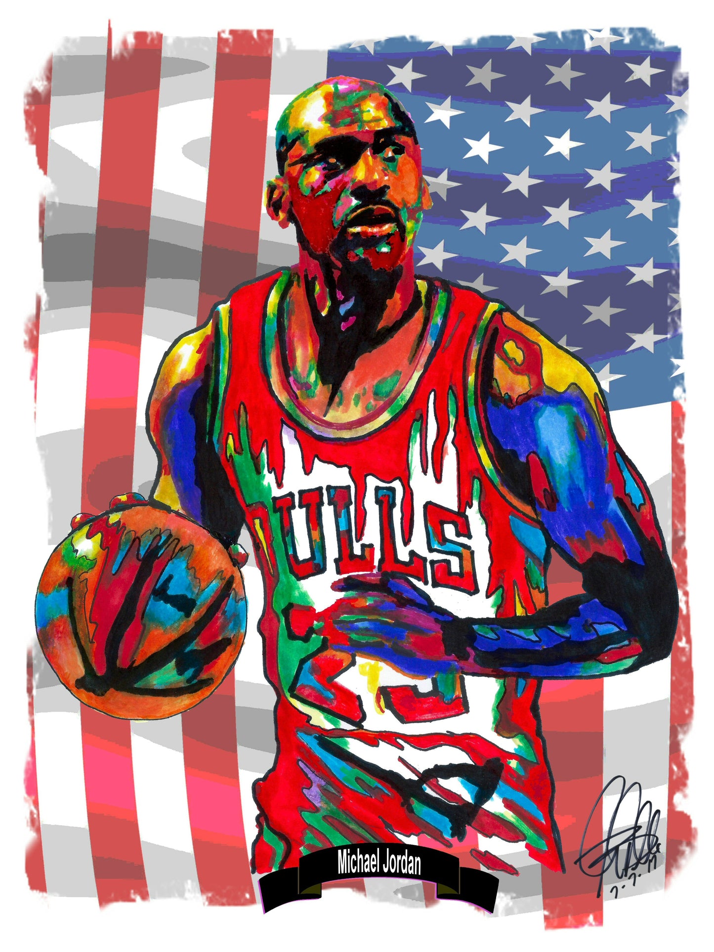 Michael Jordan Chicago Bulls Basketball Poster Print Wall Art 18x24