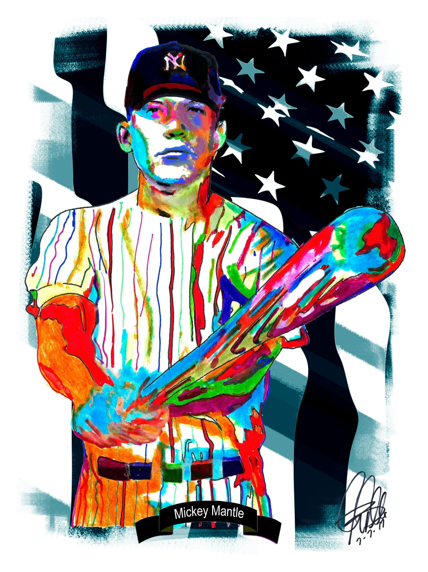 Mickey Mantle New York Yankees Baseball Sports Print Poster Wall Art 18x24