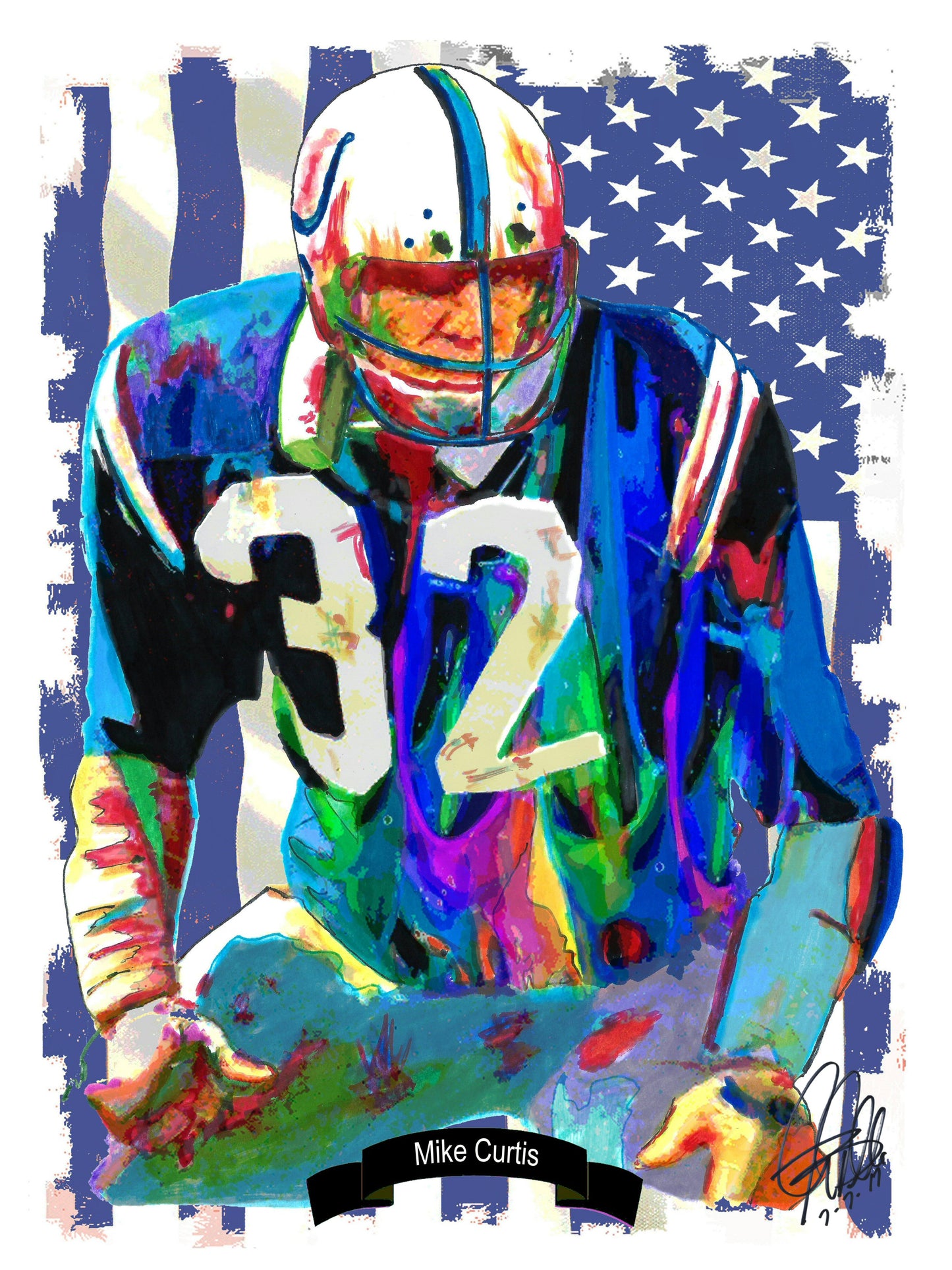 Mike Curtis Baltimore Colts MLB Football Poster Print Wall Art 18x24