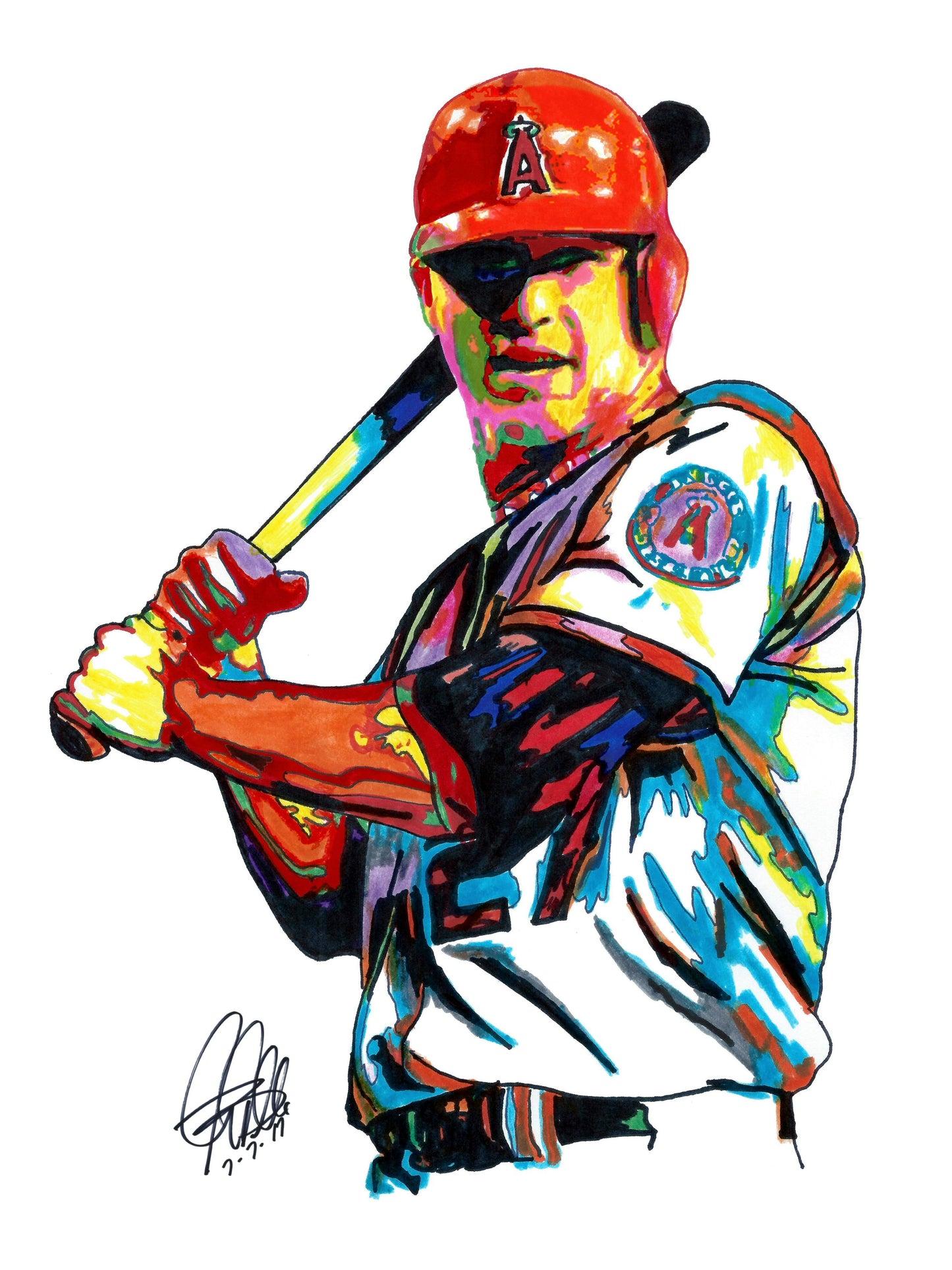 Mike Trout Los Angeles Angels Baseball Poster Print Wall Art 8.5x11
