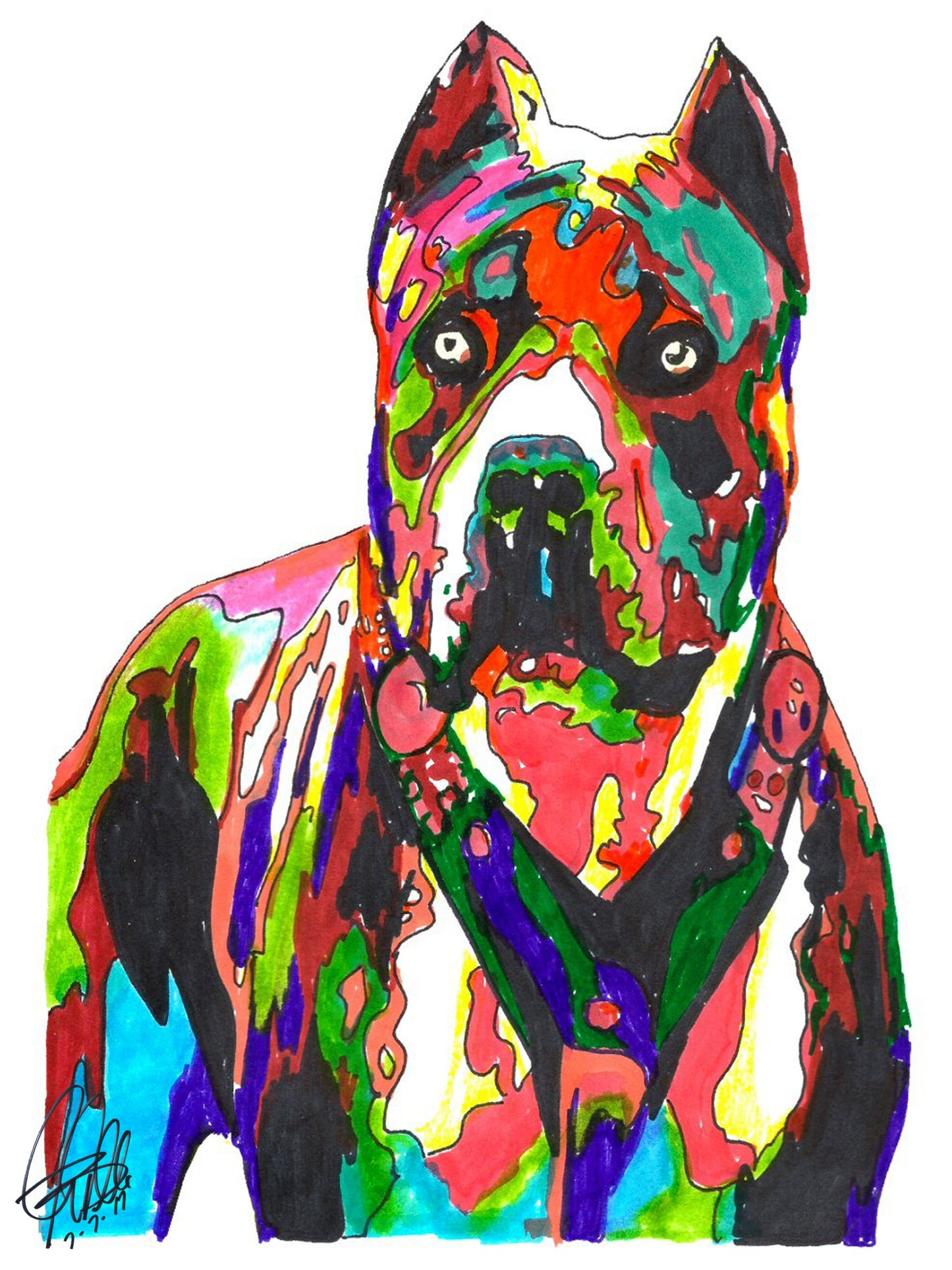 Pit Bull Pet Watch Dog Print Poster Wall Art 8.5x11