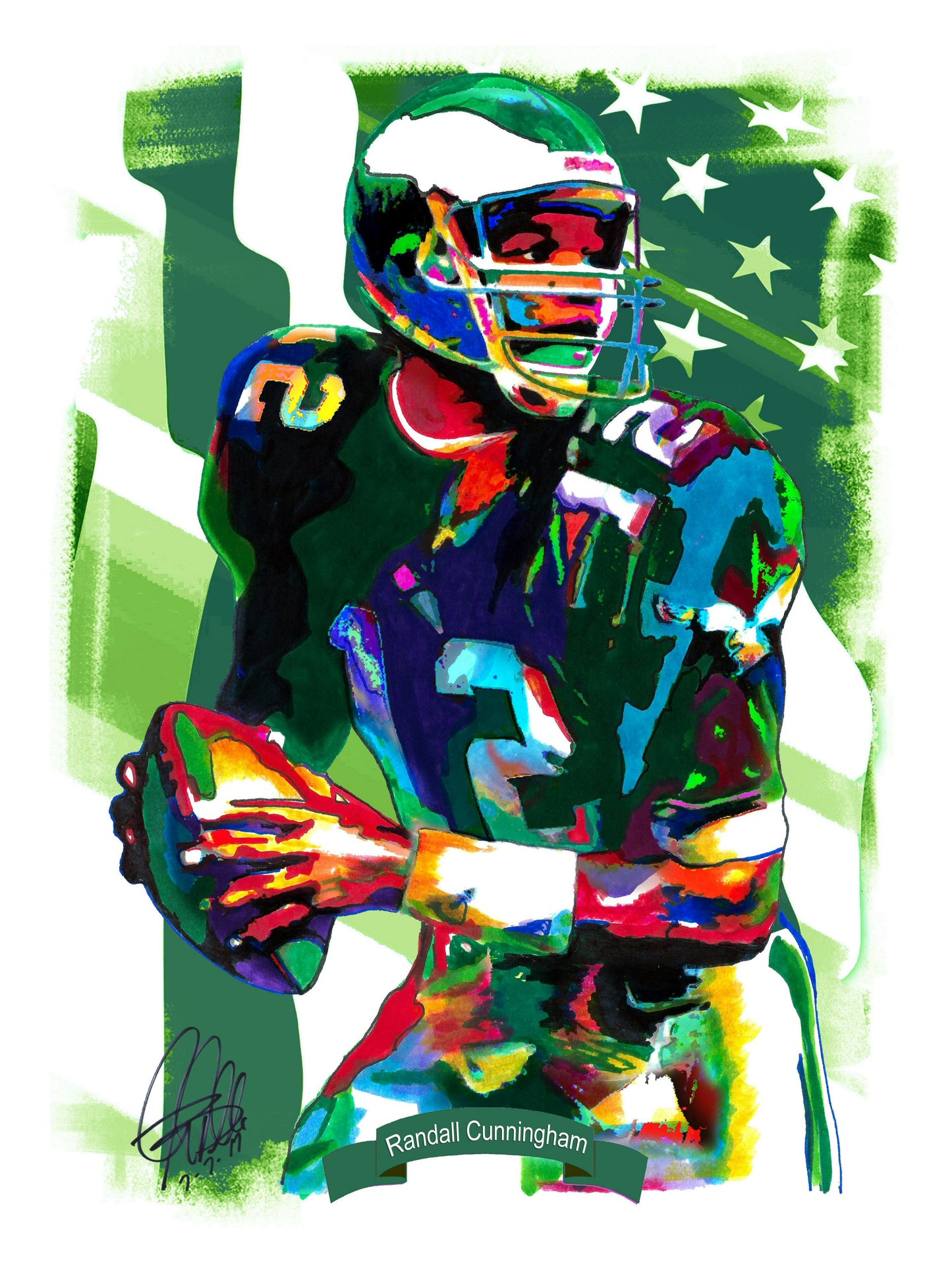 Randall Cunningham Philadelphia Eagles Football Poster Print Wall Art 18x24