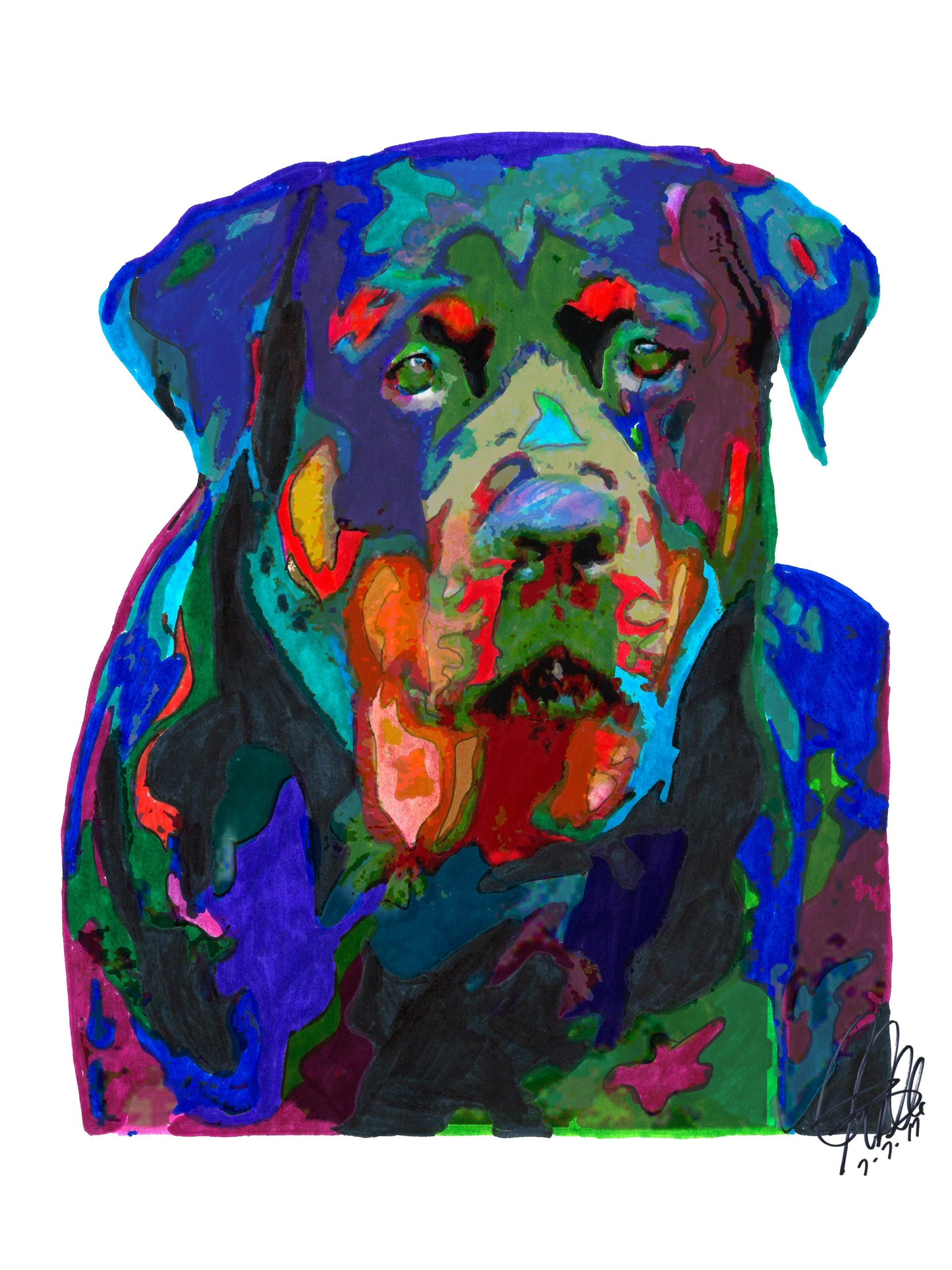 Rottweiler Pet Guard Dog Print Poster Wall Art 8.5x11