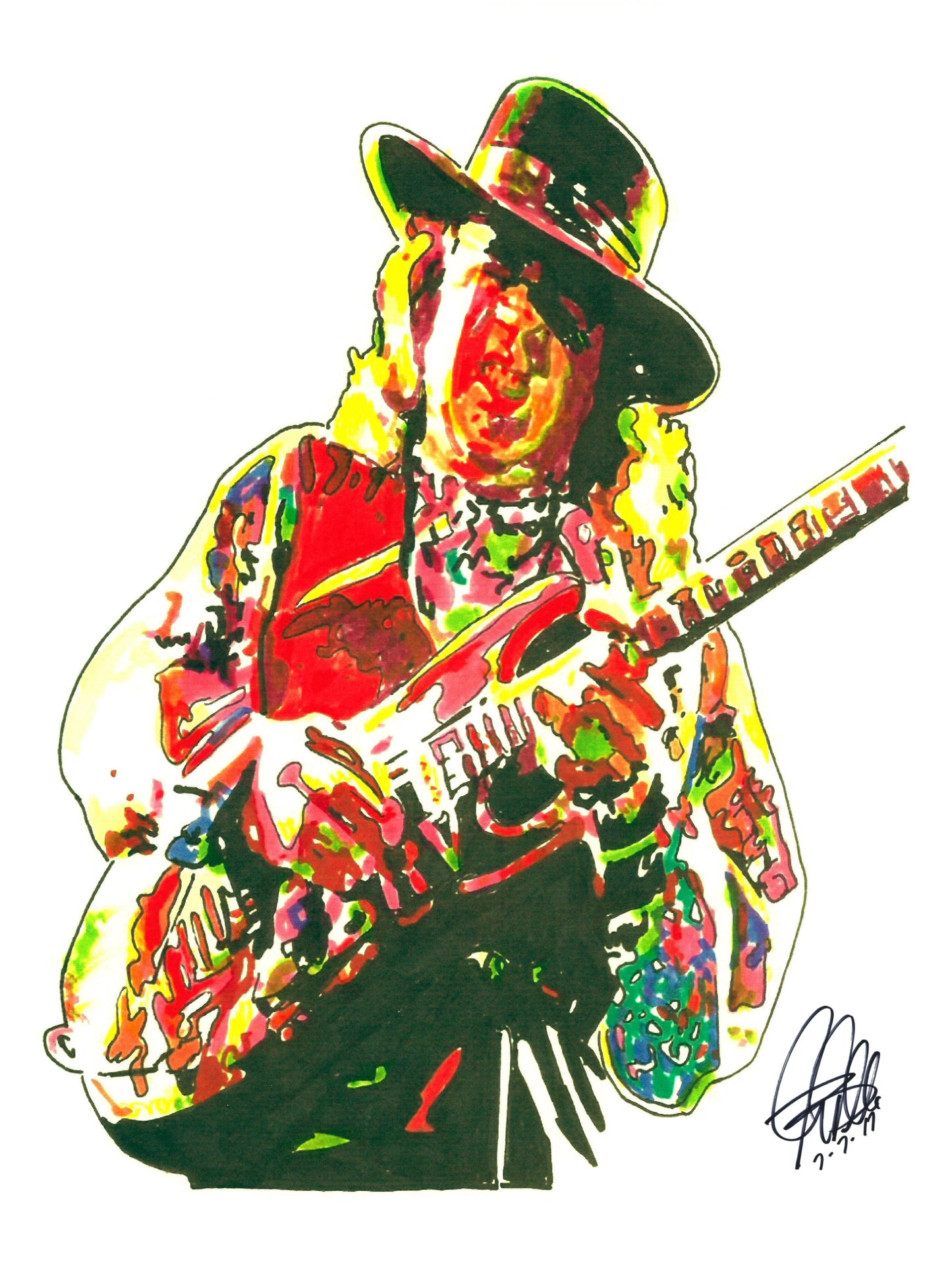Stevie Ray Vaughan SRV Electric Guitar Music Poster Print Wall Art 18x24