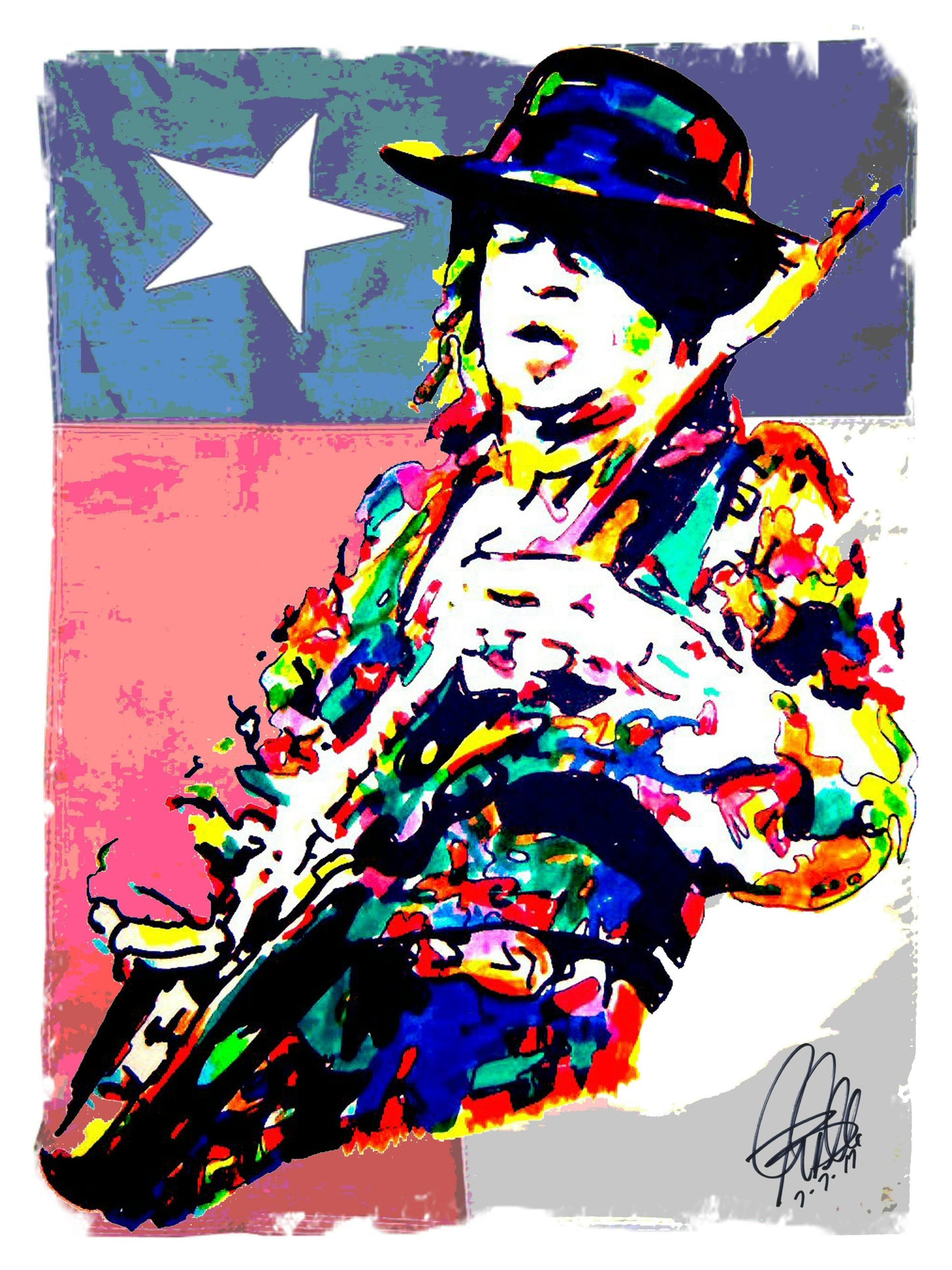 Stevie Ray Vaughan SRV Texas Blues Music Poster Print Wall Art 8.5x11
