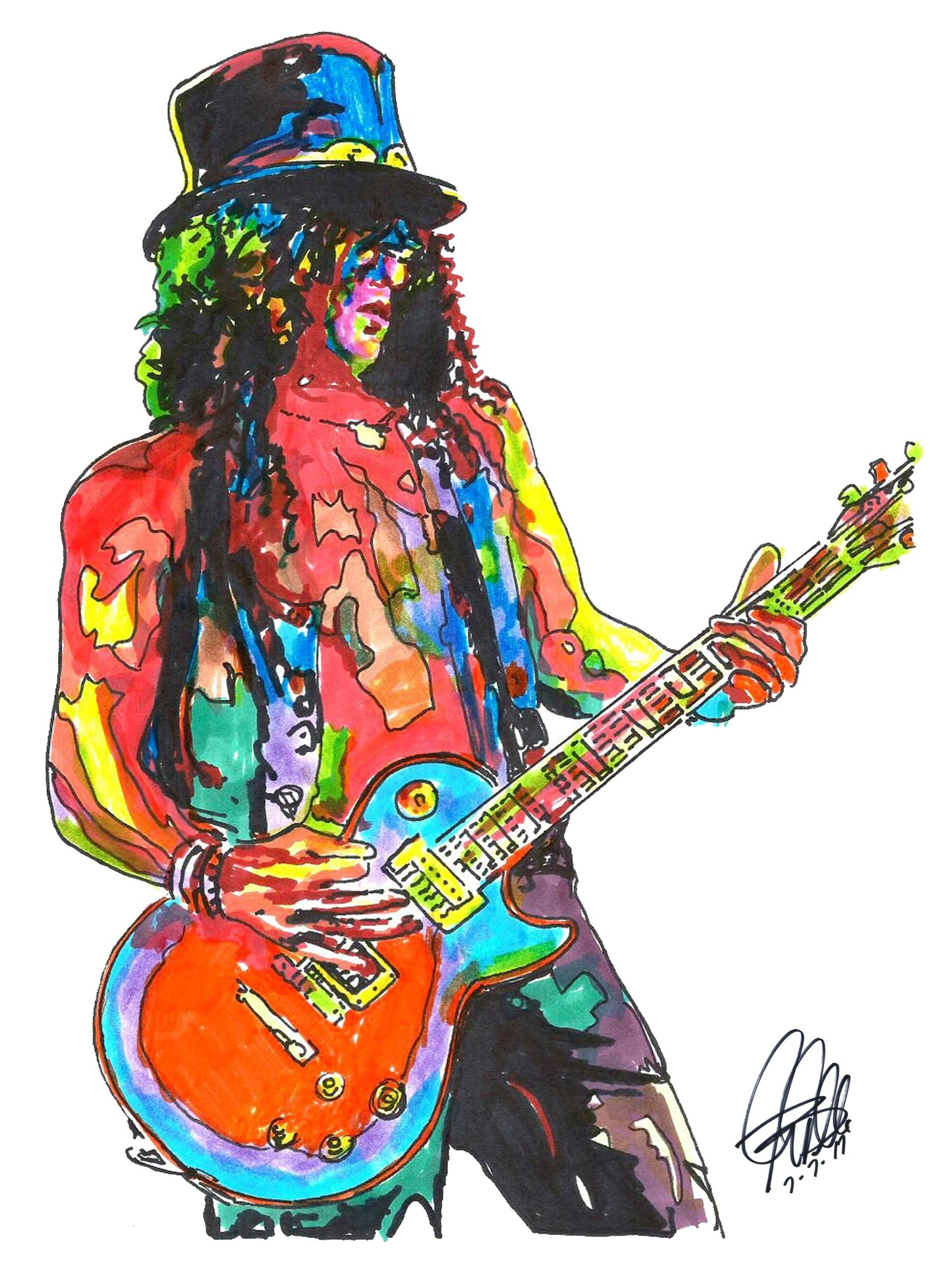 Slash Guns N Roses Guitar Rock Music Poster Print Wall Art 8.5x11