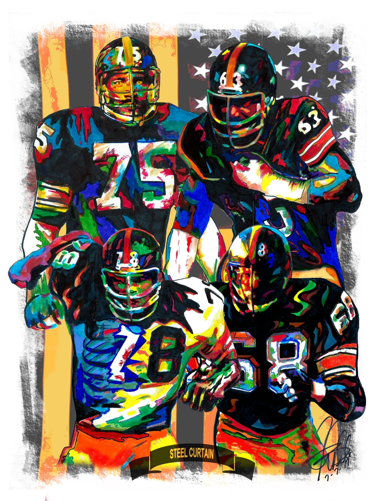 Steel Curtain Steelers Football Sports Print Poster Wall Art 18x24