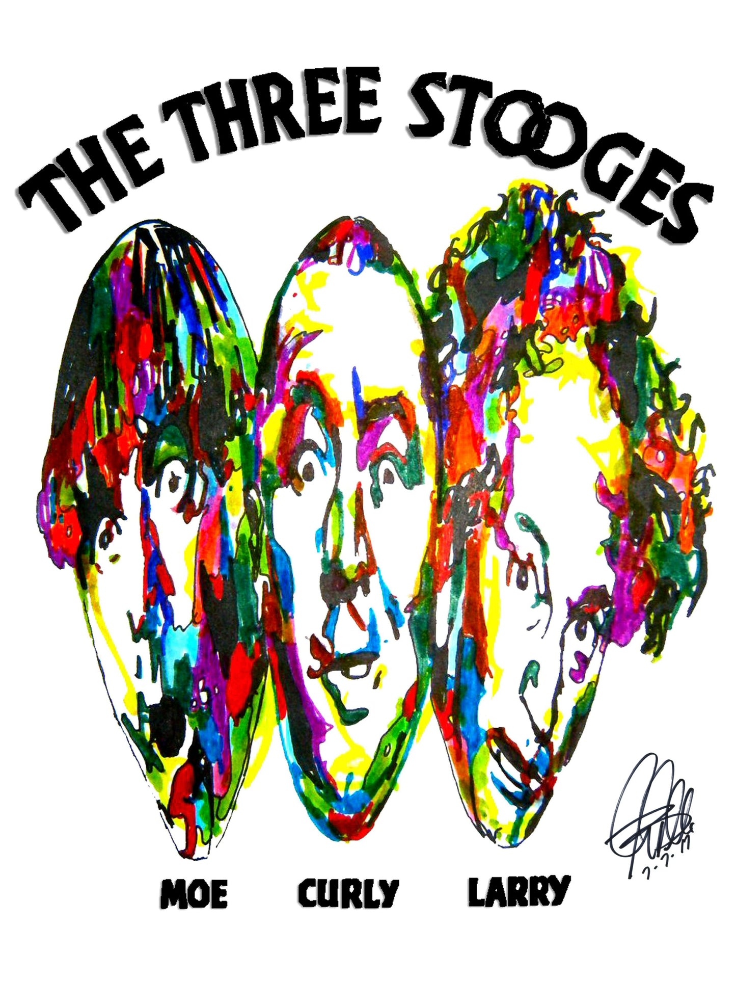 The Three Stooges Moe Larry Curly Slapstick Print Poster Wall Art 18x24