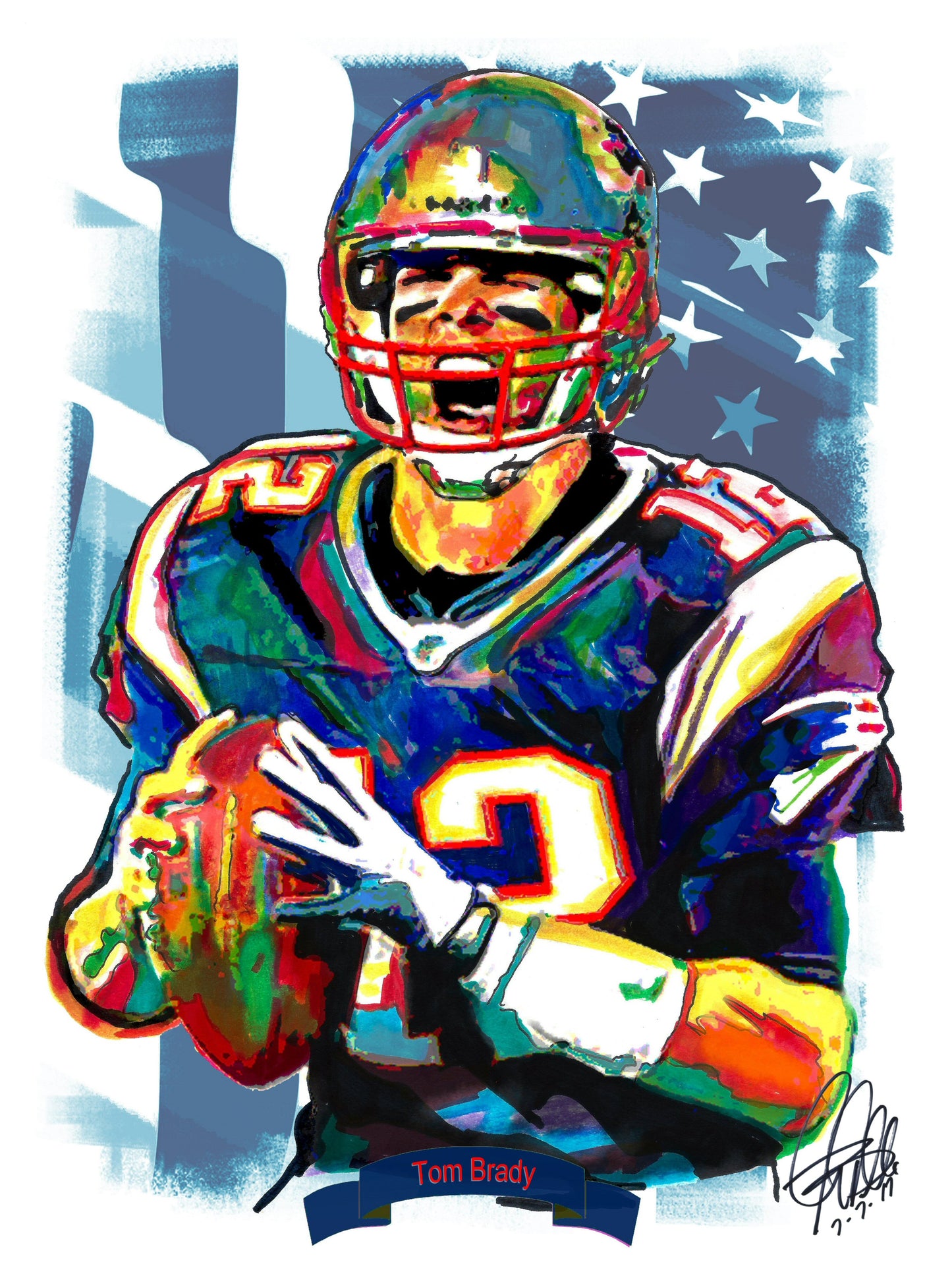 Tom Brady New England Patriots Football Sports Poster Print Wall Art 18x24