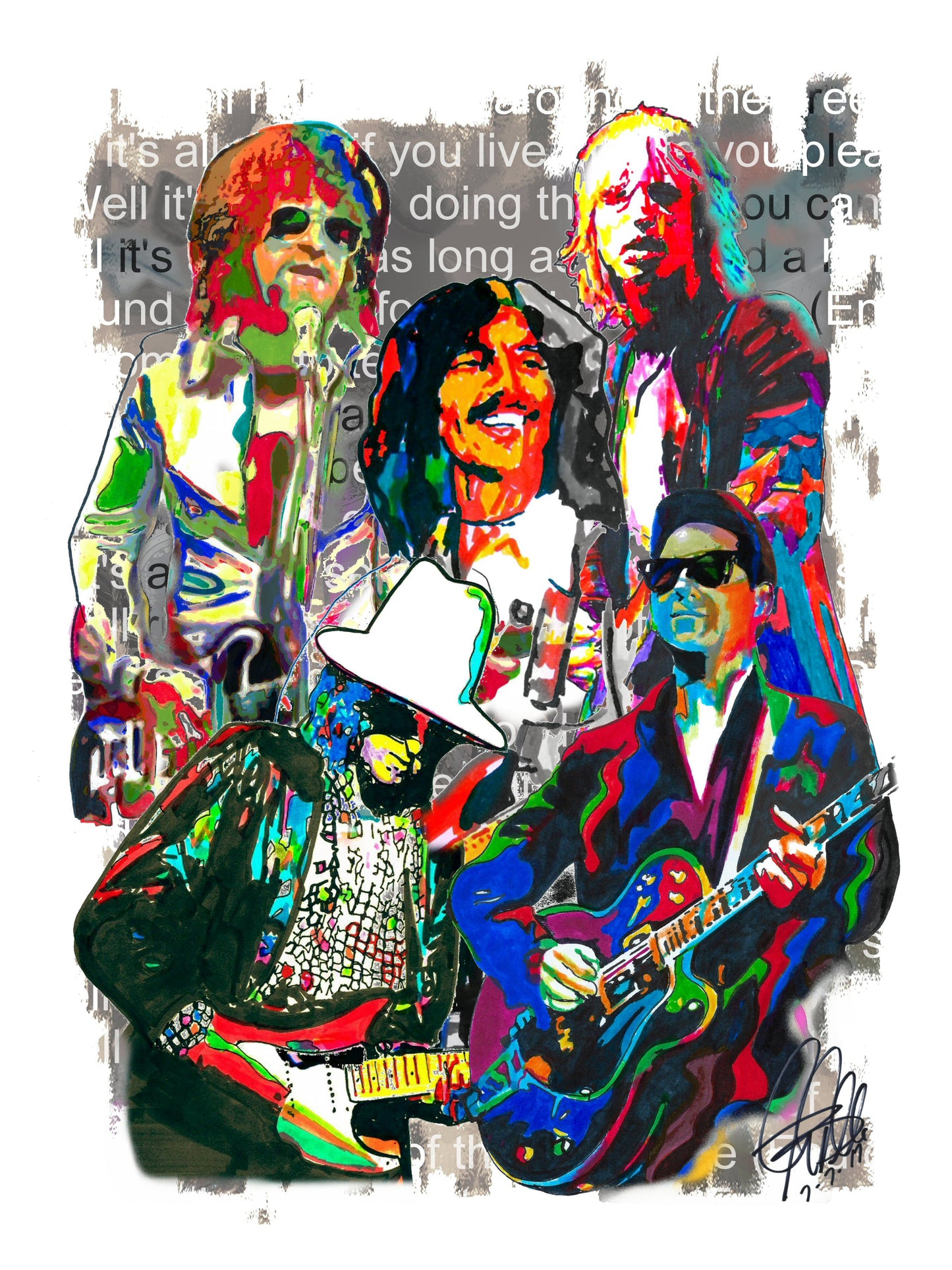 Traveling Wilburys Dylan Harrison Petty Rock Music Poster Print Wall Art 8.5x11