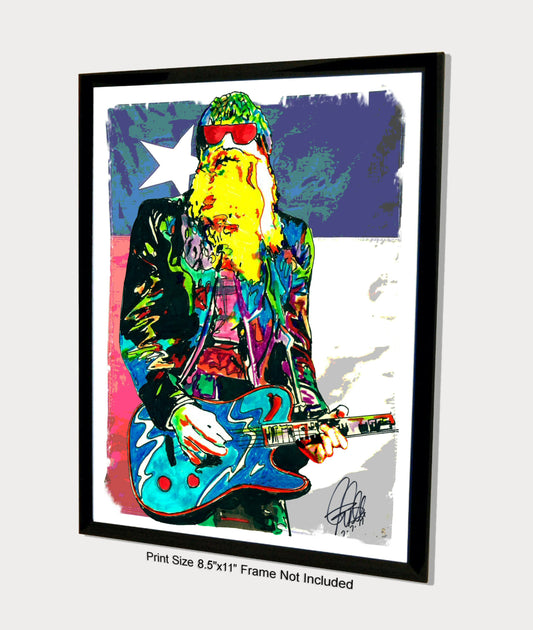 Billy Gibbons ZZ Top Guitar Blues Rock Music Poster Print Wall Art 8.5x11