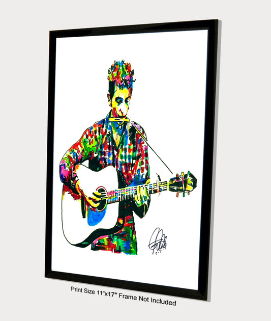 Bob Dylan Guitar Folk Rock Music Poster Print Wall Art 11x17