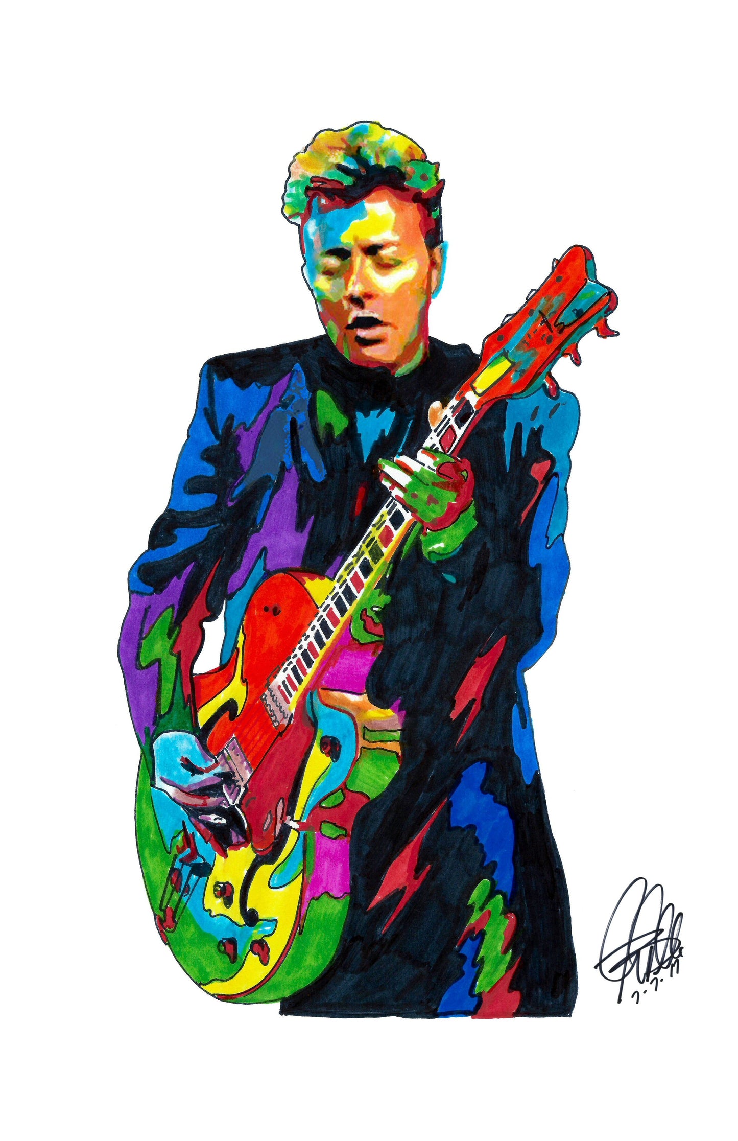 Brian Setzer Stray Cats Guitar Rock Music Poster Print Wall Art 11x17