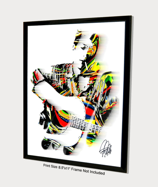 Bob Dylan Guitar Folk Rock Pop Music Poster Print Wall Art 8.5x11