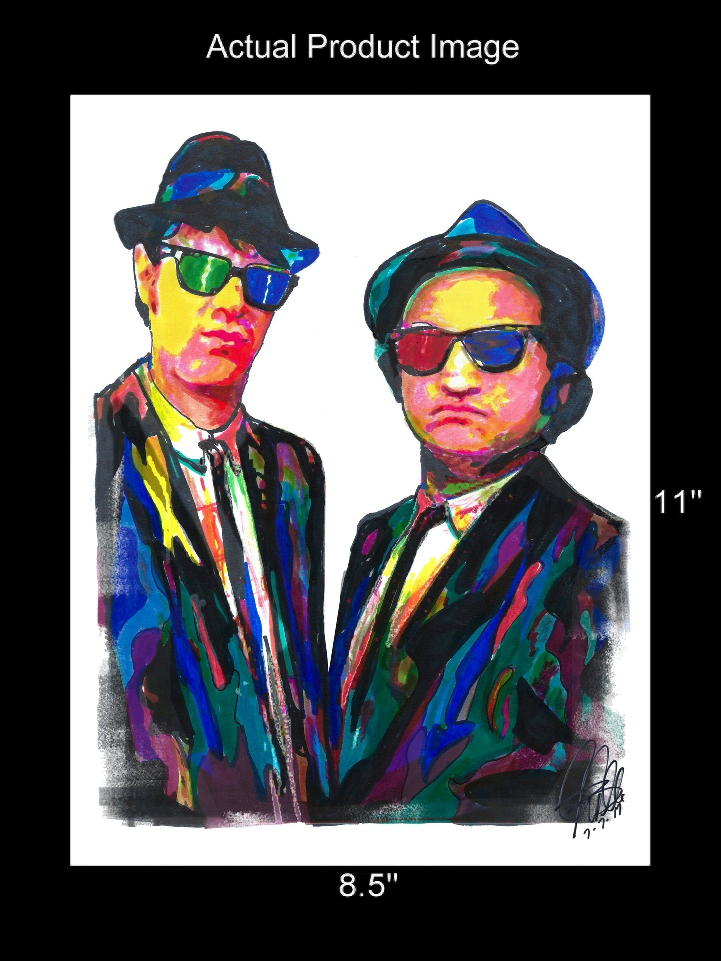 The Blues Brothers Dan Aykroyd John Belushi Jake Elwood Art Print Poster 8.5x11