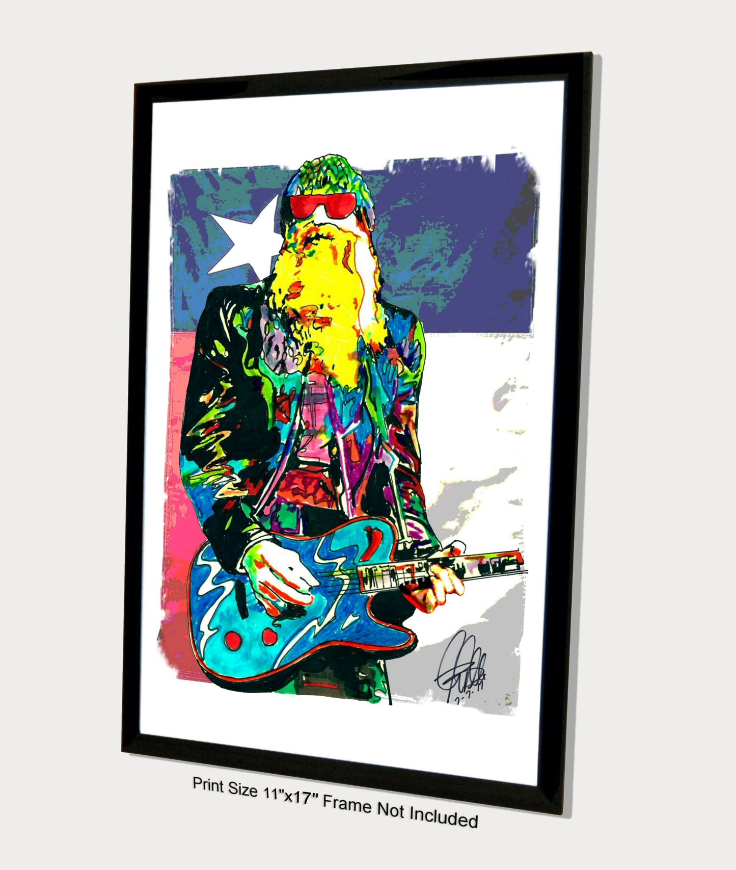 Billy Gibbons ZZ Top Guitar Blues Rock Music Poster Print Wall Art 11x17