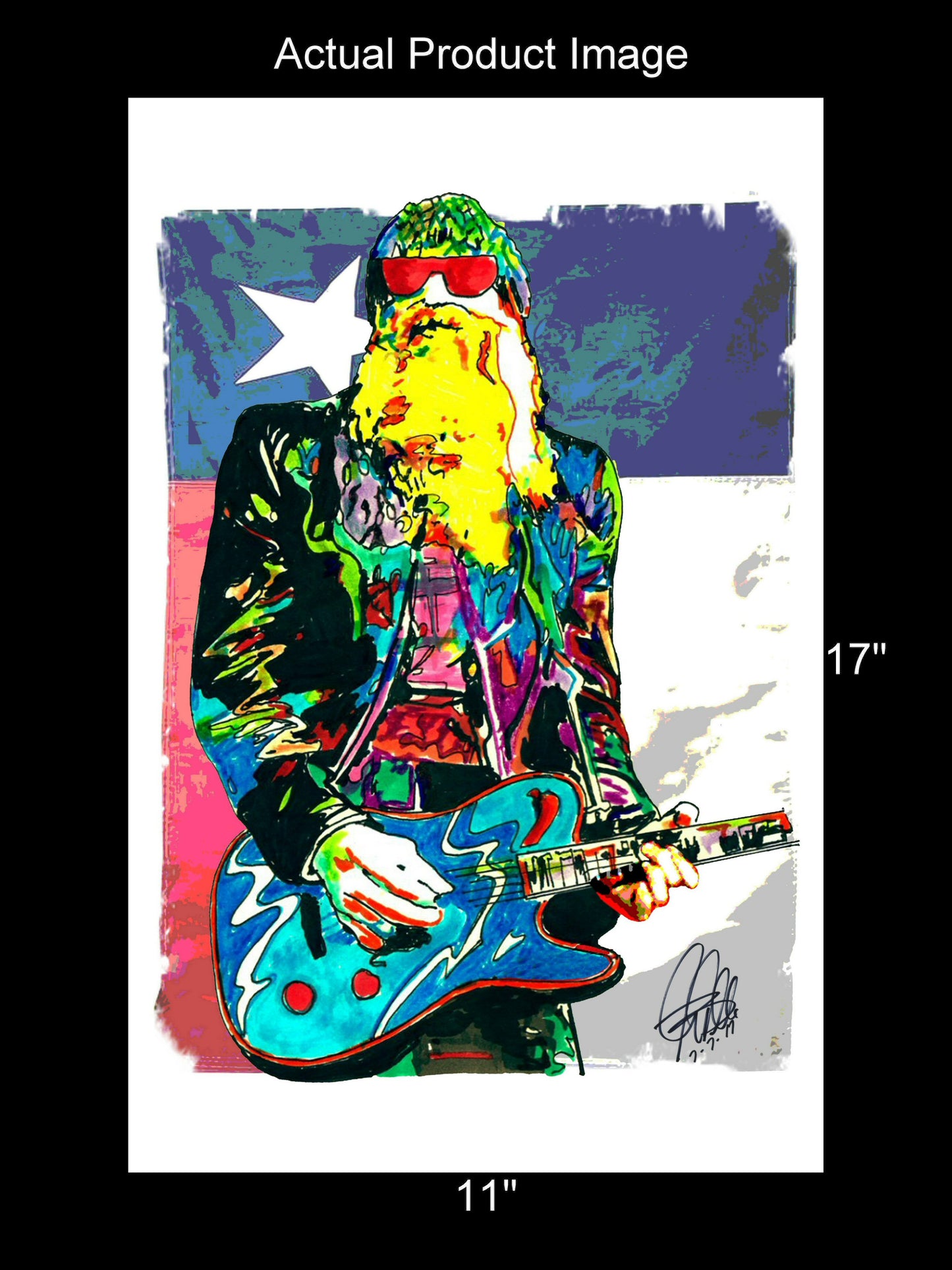 Billy Gibbons ZZ Top Guitar Blues Rock Music Poster Print Wall Art 11x17