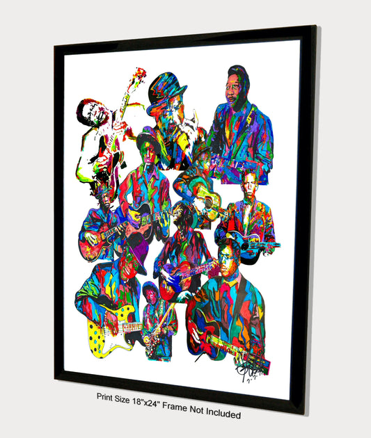 Blues Players Robert Johnson Buddy Guy Music Print Poster Wall Art 18x24