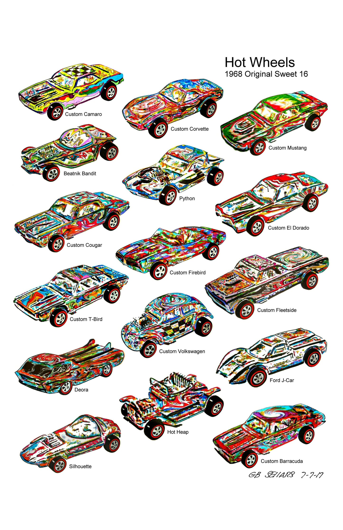 Hot Wheels Sweet 16 Redline Car Racing Poster Print Wall Art 11x17