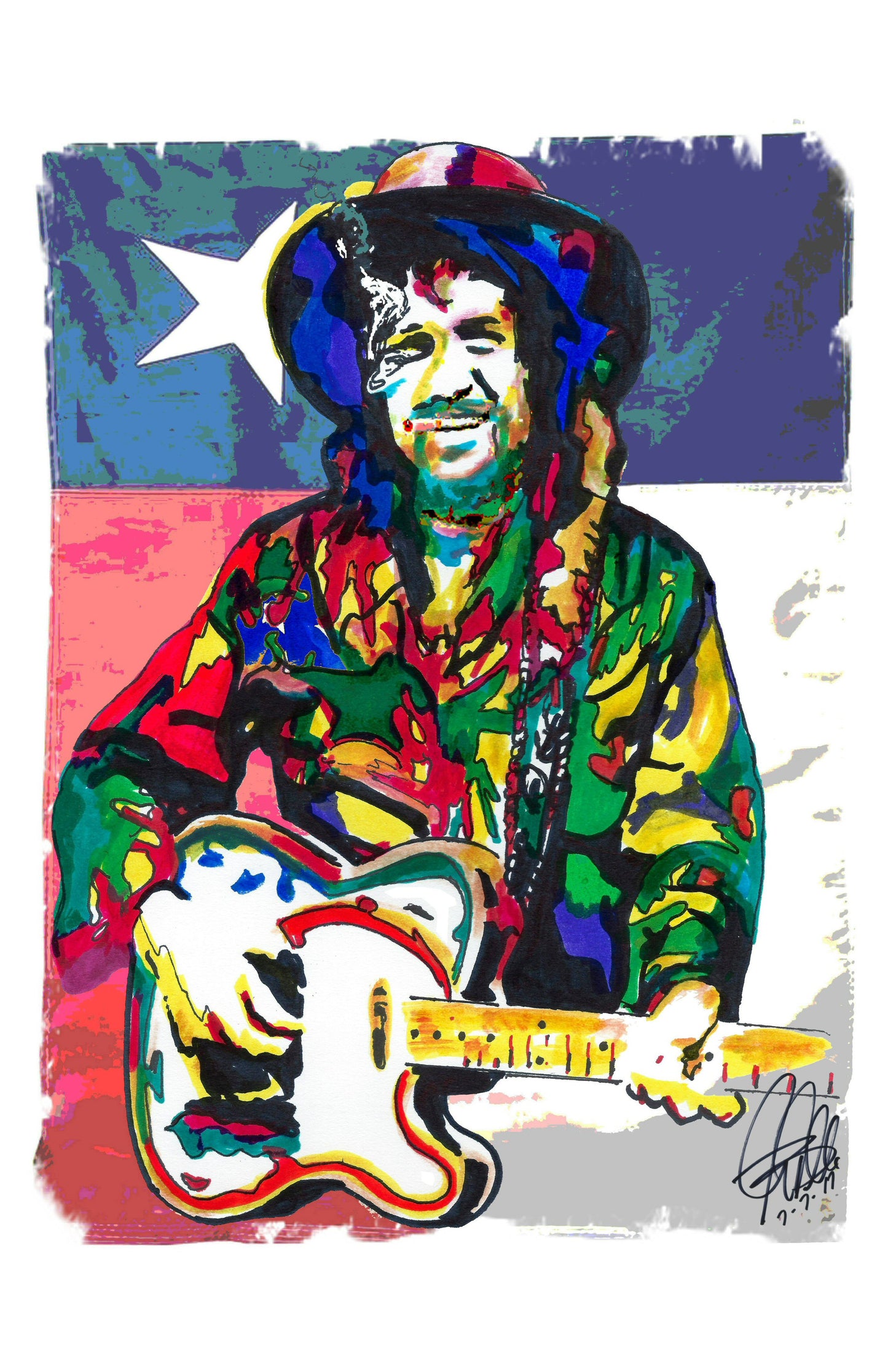 Waylon Jennings Guitar Country Music Poster Print Wall Art 11x17