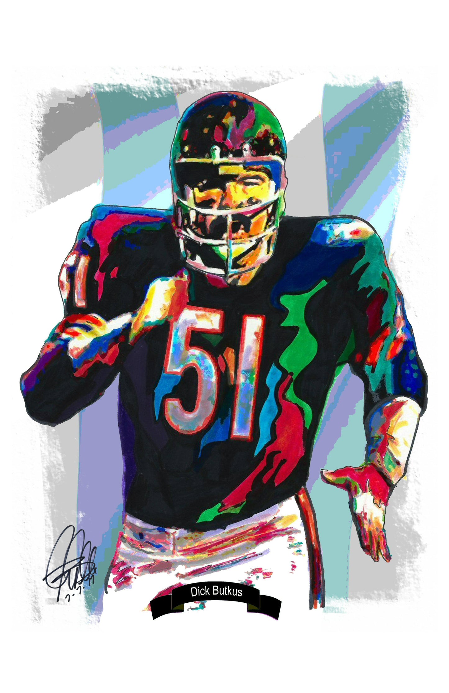 Dick Butkus Chicago Bears Football Print Poster Wall Art 11x17