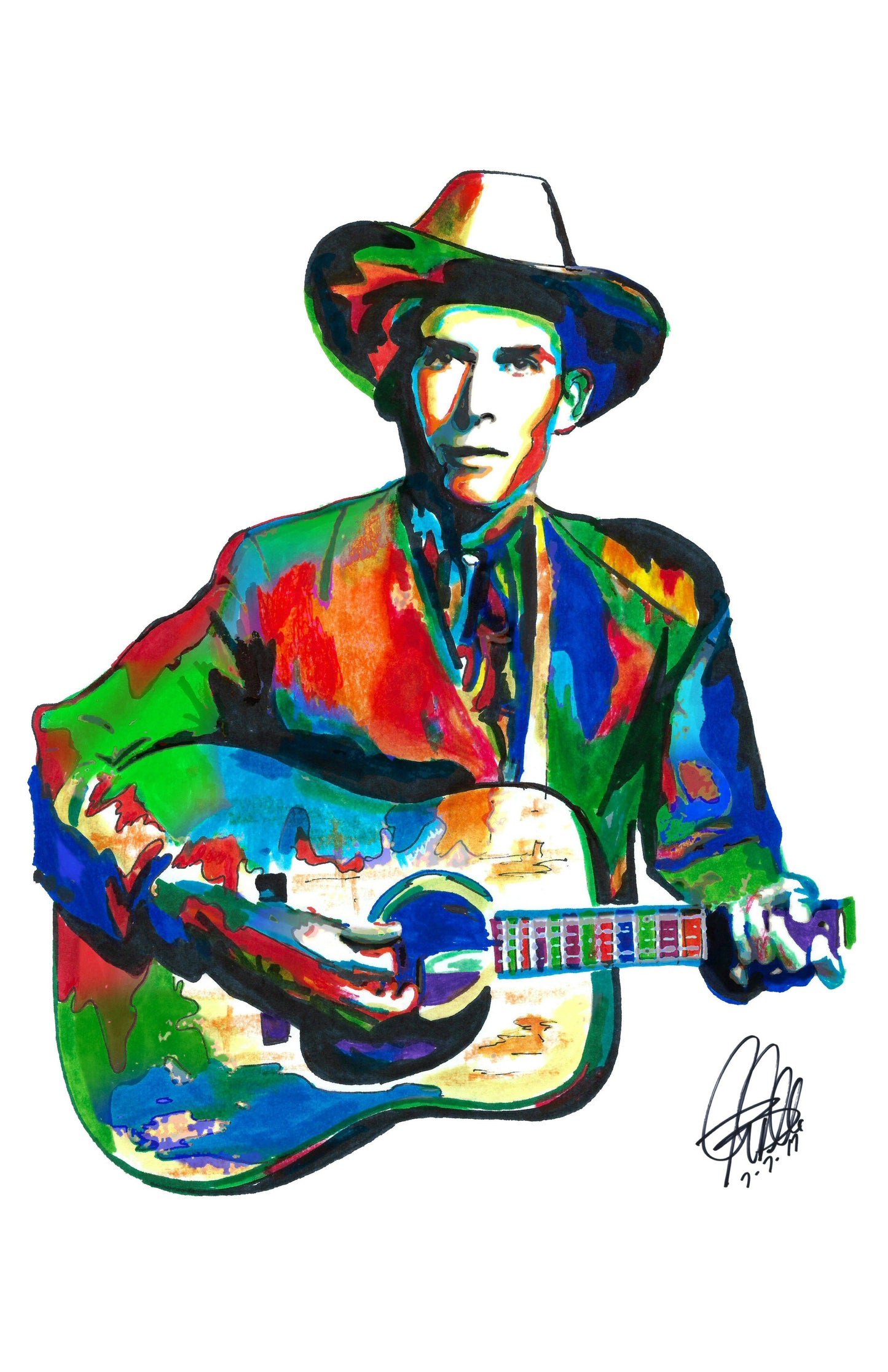 Hank Williams Guitar Singer Country Music Poster Print Wall Art 11x17
