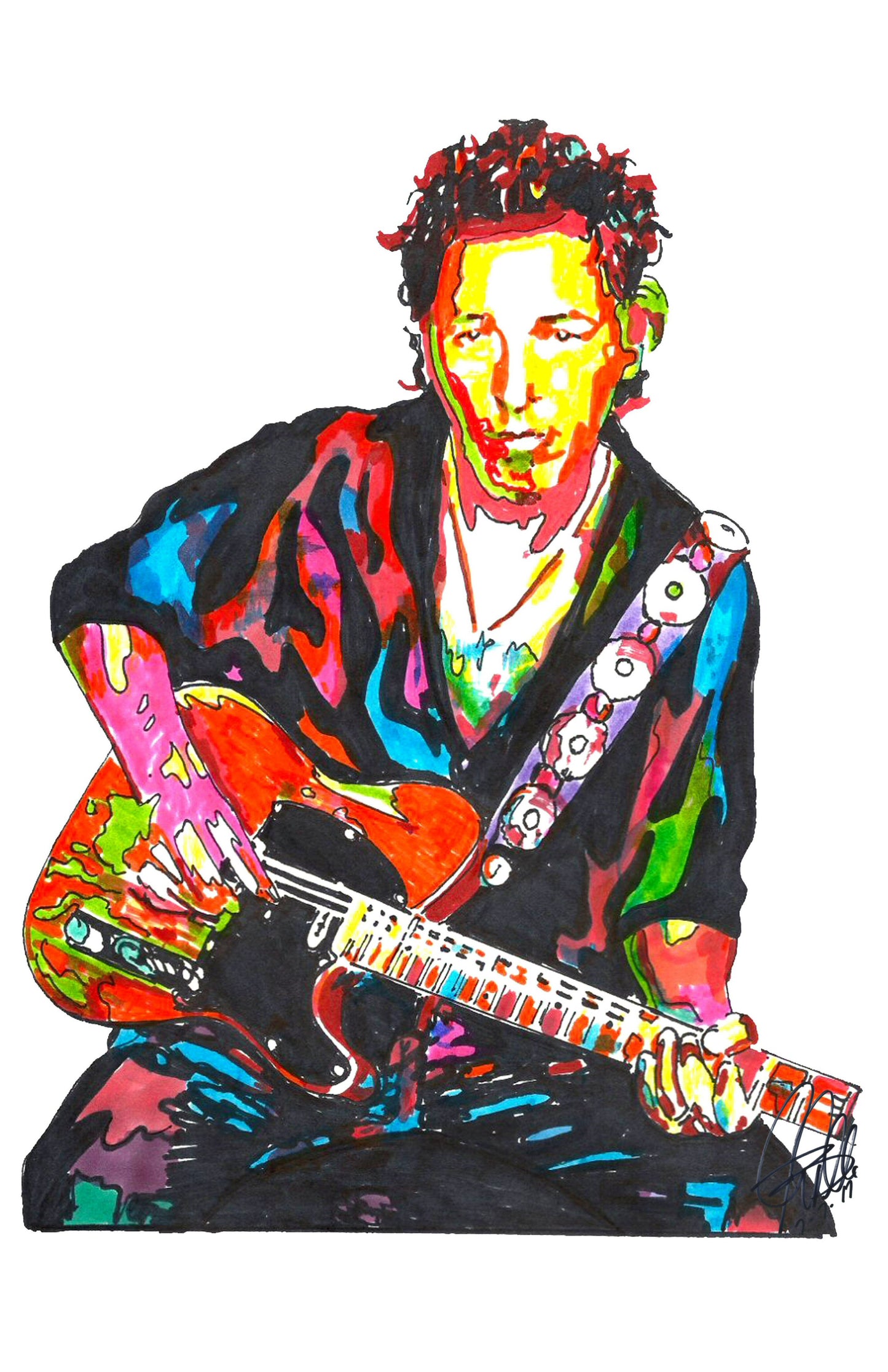 Bruce Springsteen Guitar Rock Music Print Poster Wall Art 11x17
