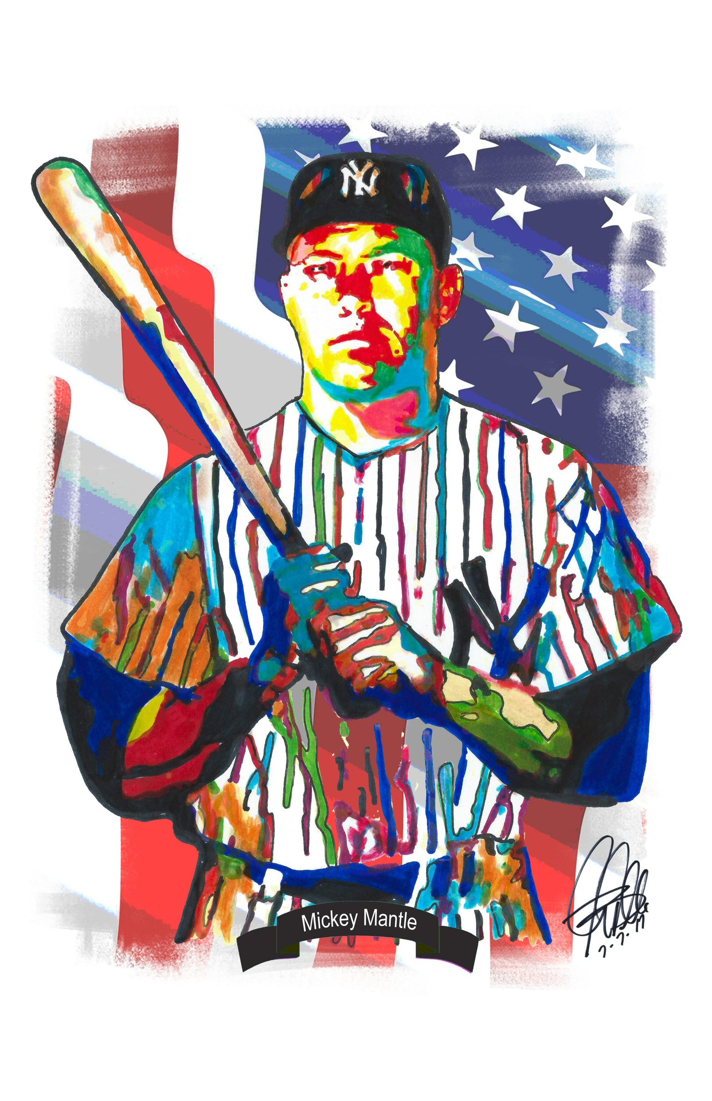 Mickey Mantle New York Yankees Baseball CF Print Poster Wall Art 11x17