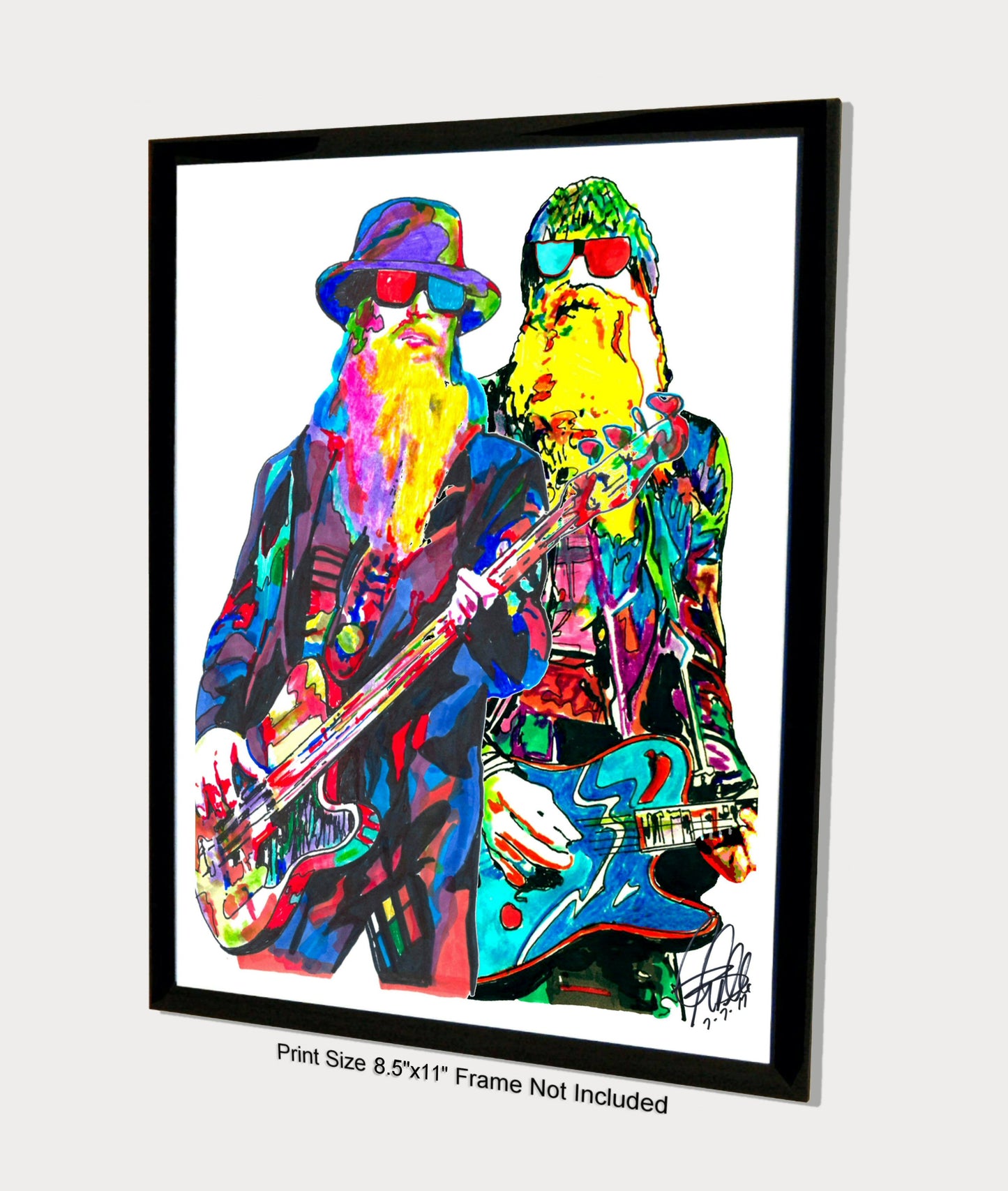 Dusty Hill Billy Gibbons ZZ Top Guitar Rock Music Poster Print Wall Art 8.5x11