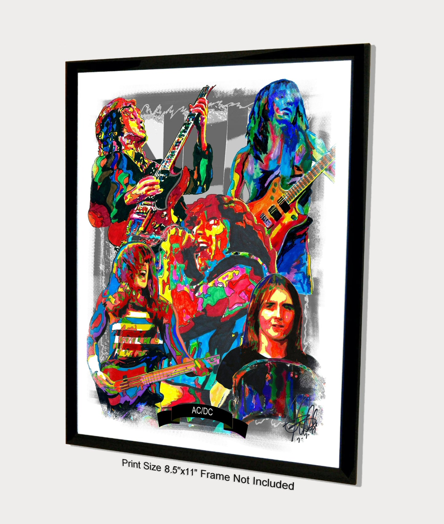 ACDC Angus Young Bon Scott Rock Music Poster Print Wall Art 8.5x11